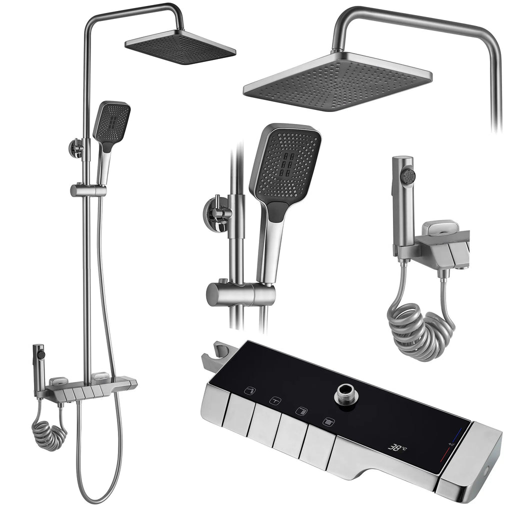 Sprchový set s termostatom REA ROB Nickiel Brush INOX  1