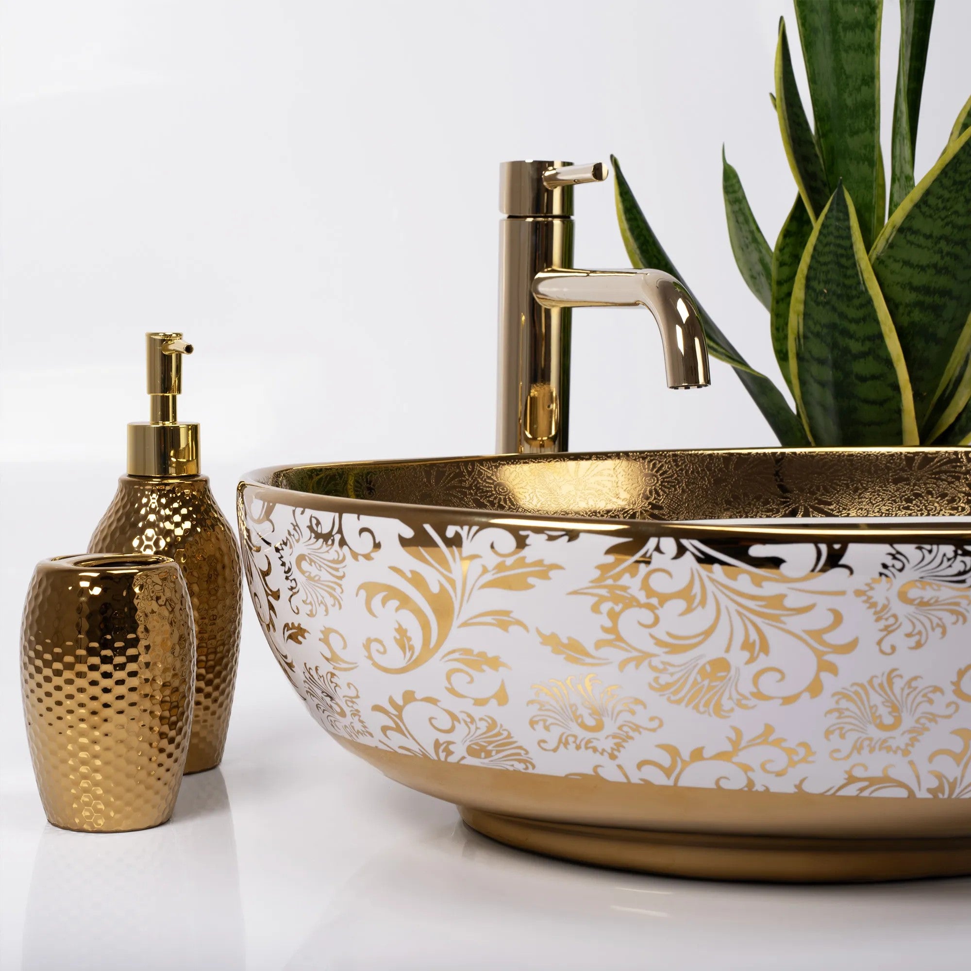 Umývadlo na dosku Rea Margot White/Gold  1