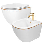 Sada: WC misa CARLO Mini + bidet CARLO Mini biely so zlatým okrajom  1