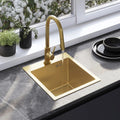Oceľové umývadlo Leo 40 BRUSH GOLD s kuchynskou batériou 1