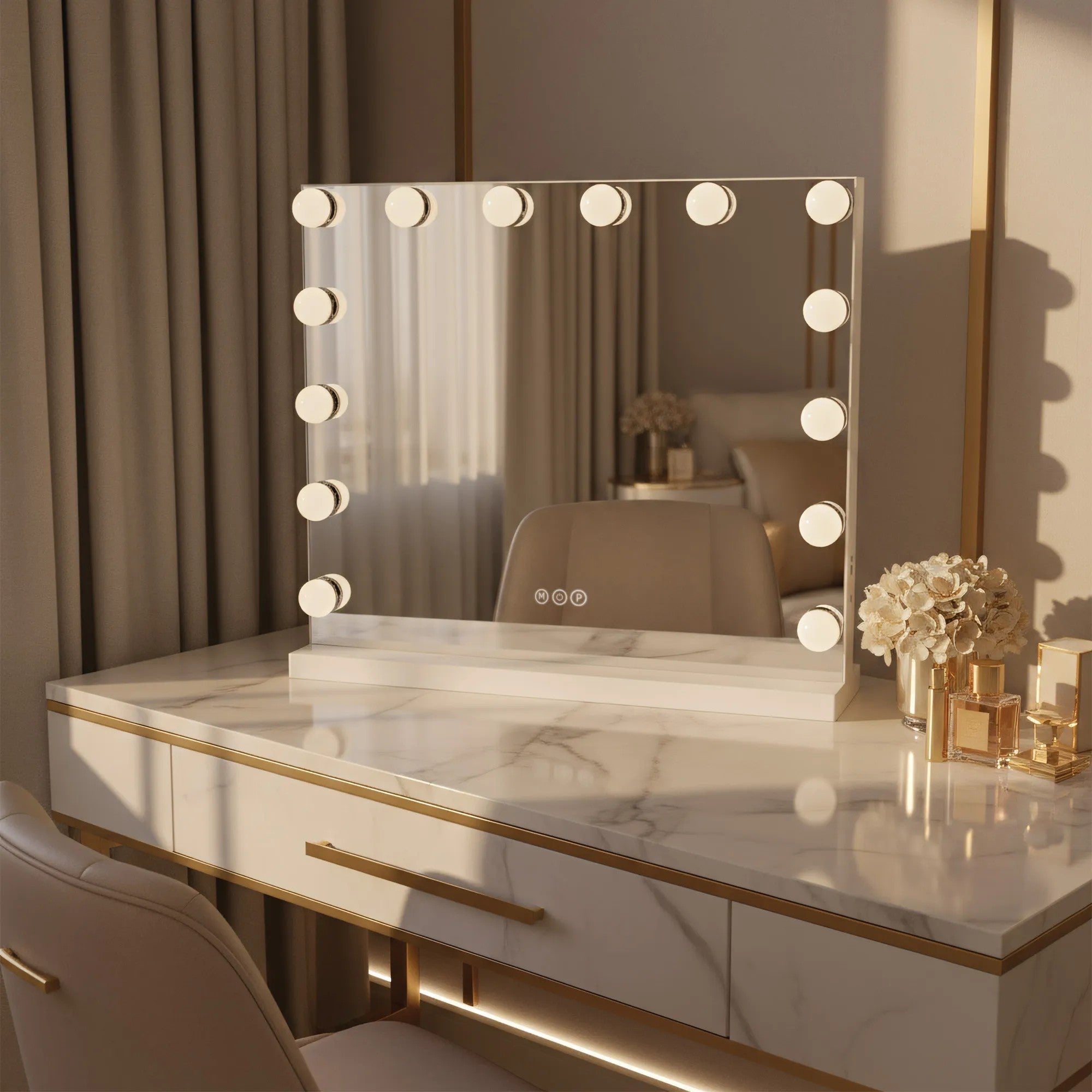 Zrkadlo LED HOLLYWOOD White  1