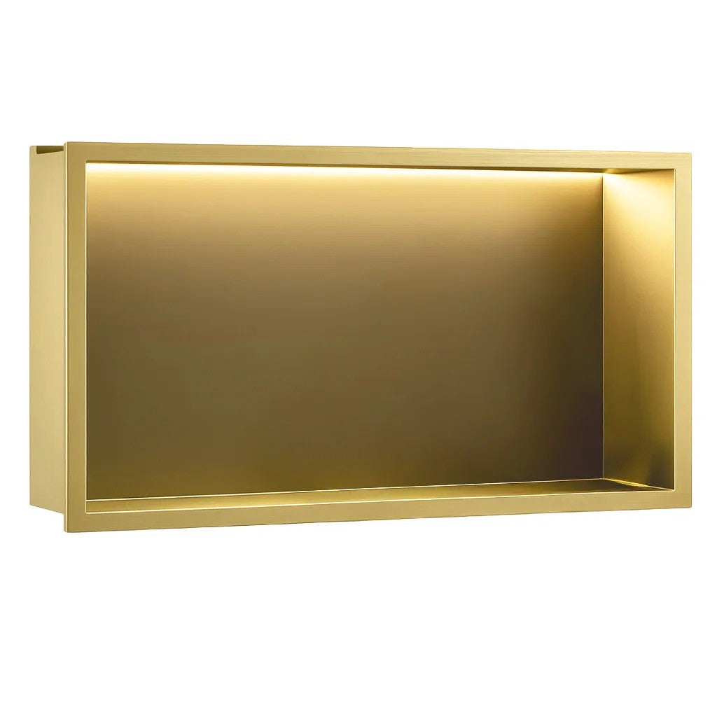 VSTAVANÁ KÚPEĽŇOVÁ POLICA LED 30x60 brush gold  1