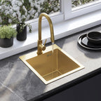 Oceľové umývadlo Leo 40 BRUSH GOLD bez kuchynskej batérie 1