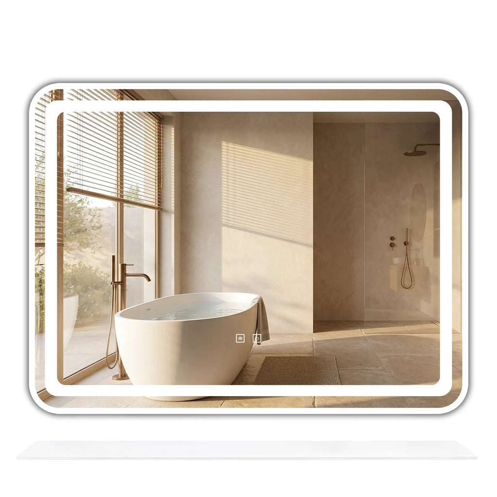 LED zrkadlo na stenu s policou 80x60 cm L-8060  1