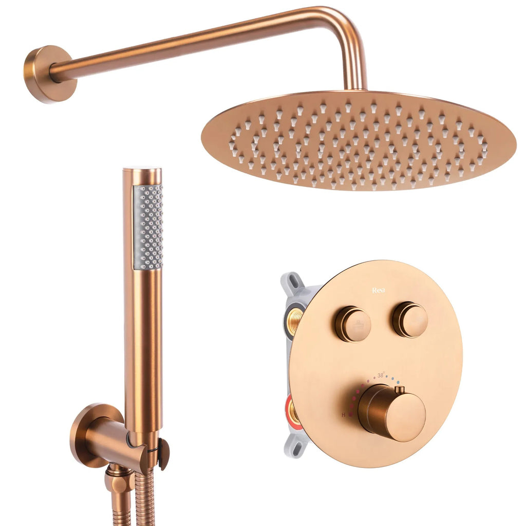 Podomietková sprchová sada LUNGO COPPER BRUSH + termostat + BOX  1