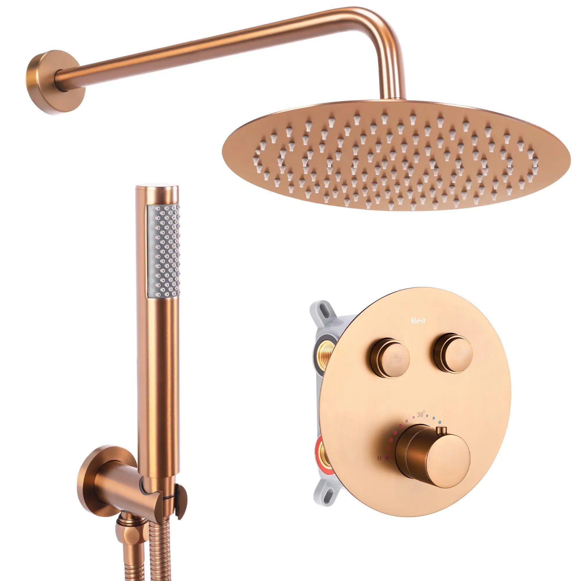 Podomietková sprchová sada LUNGO COPPER BRUSH + termostat + BOX  1