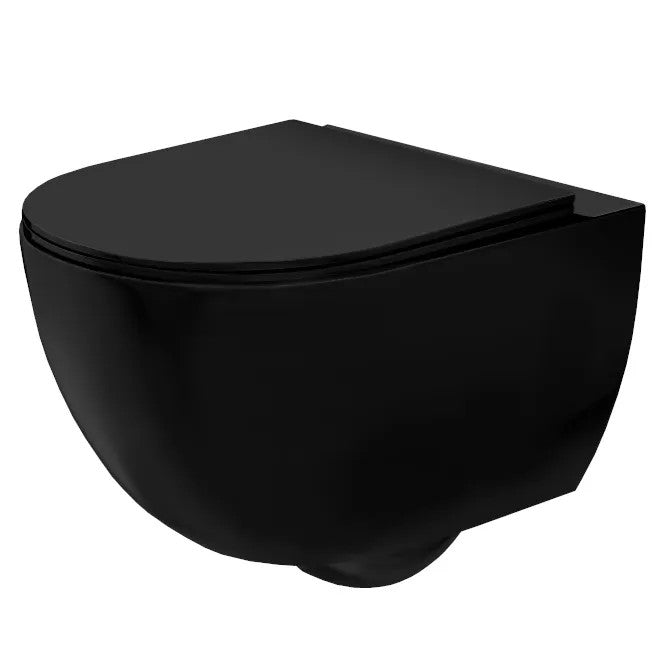 Závesná WC misa REA CARLO Mini Rimless Flat - matná čierna  1