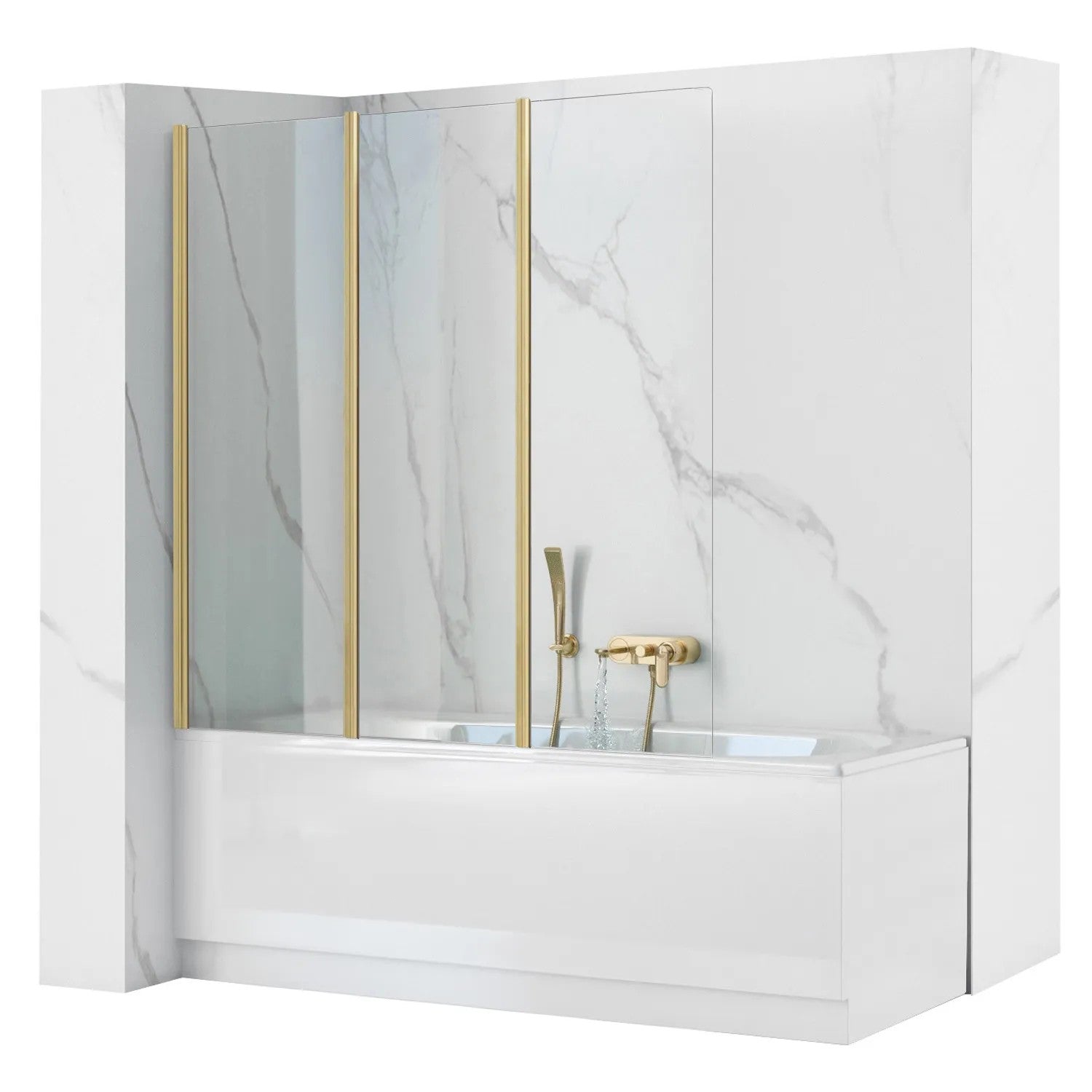 Skladacia vaňová zástena REA Agat-3 120 BRUSH GOLD  1