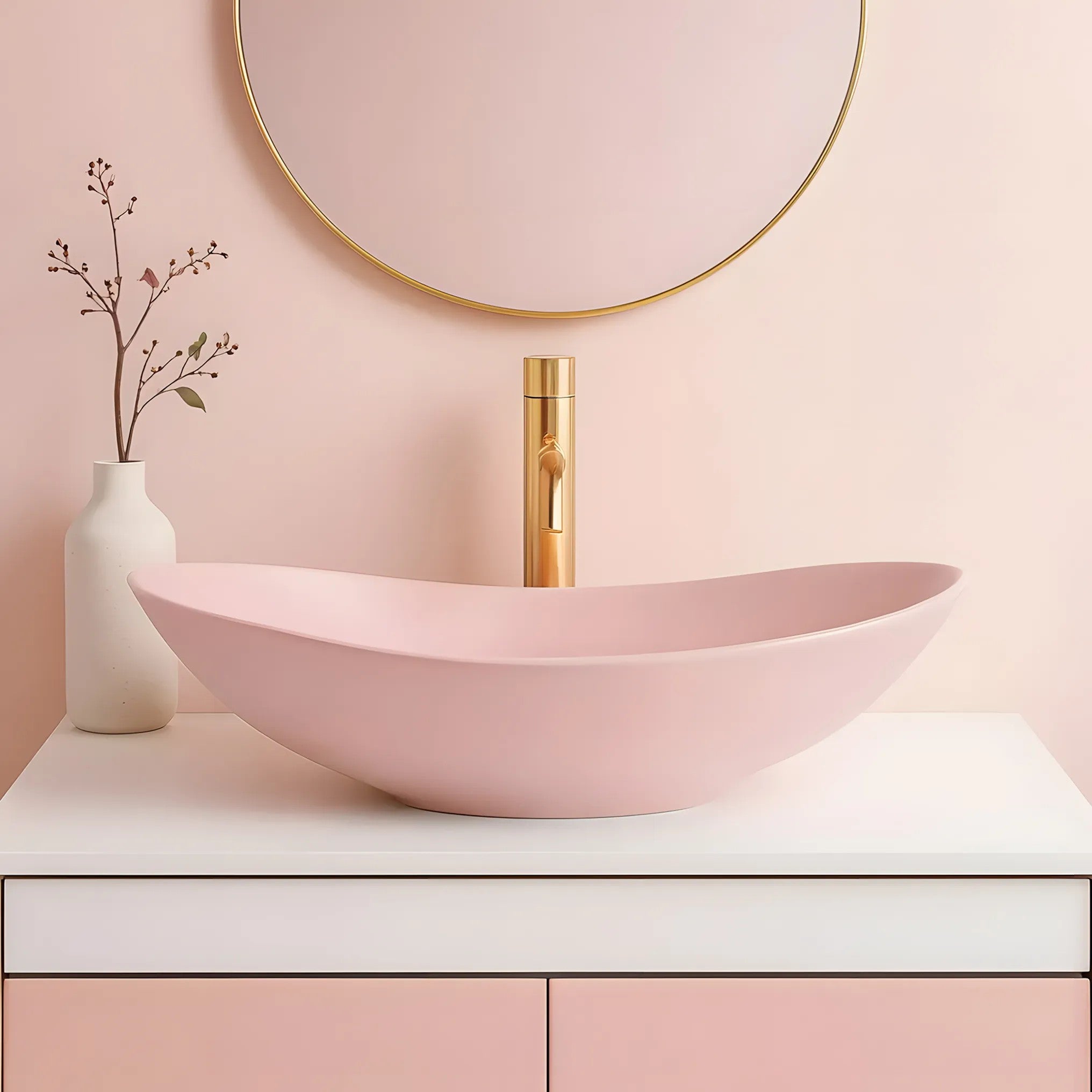 Umývadlo na dosku REA ROYAL Powder Pink Matt  1