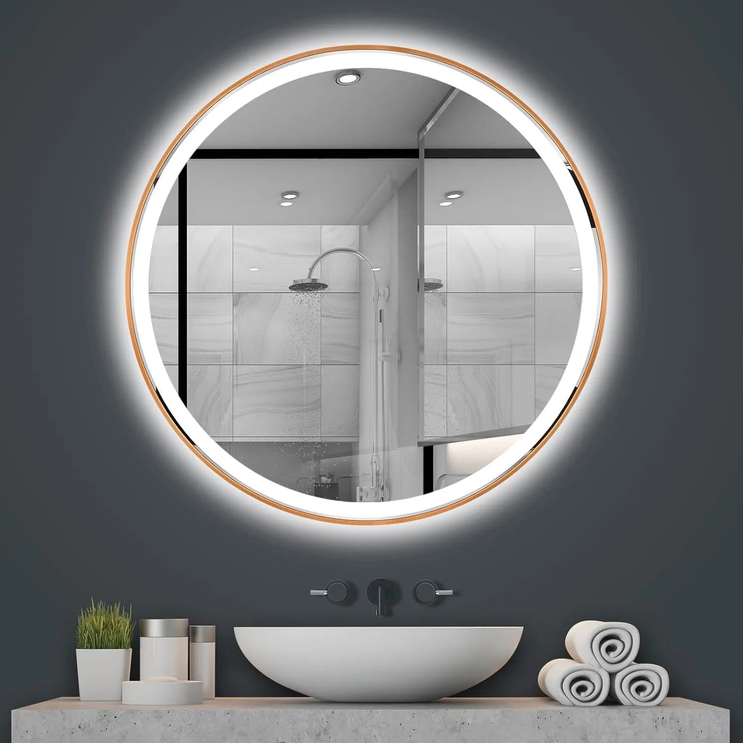 Zrkadlo LED 60cm MMJ BRUSH COPPER  2