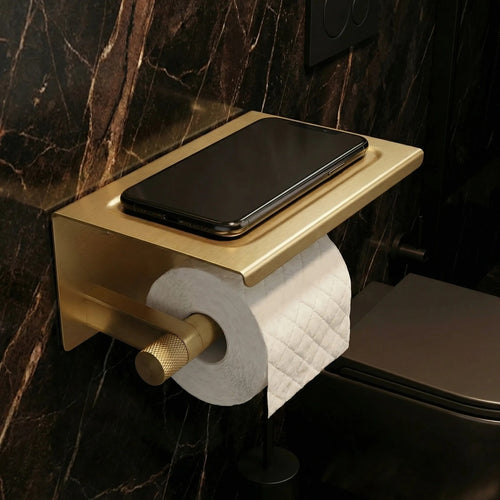 Držiak na toaletný papier s poličkou 39105A ORI Brush Gold  2