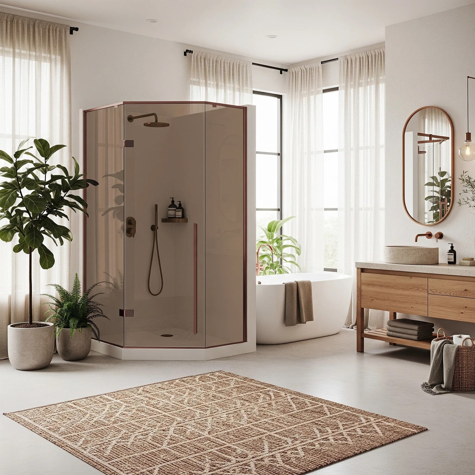 Sprchovací kút REA DIAMOND 90x90 COPPER BRUSH Bez sprchovej vaničky 2