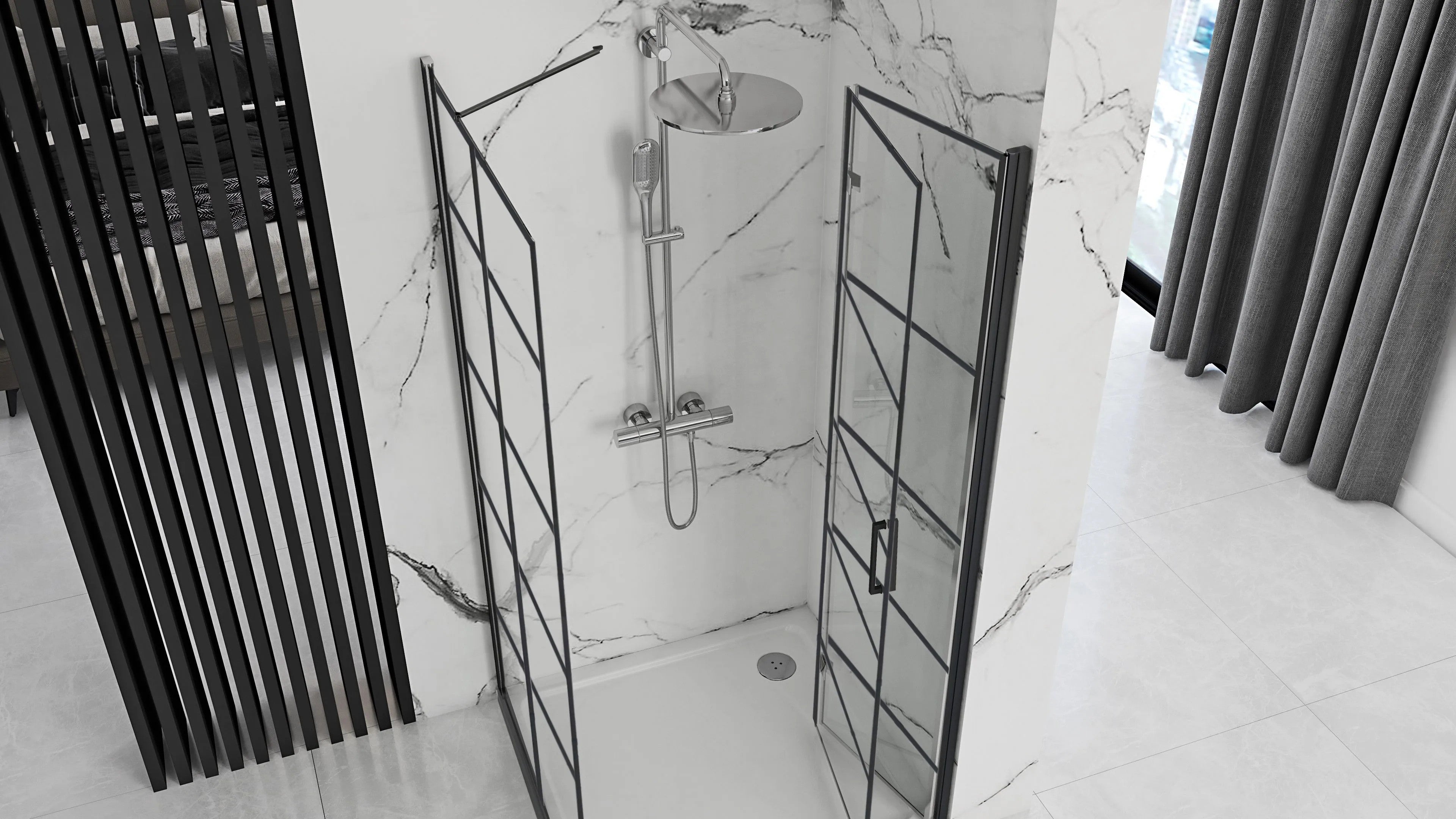 Sprchovací kút REA MOLIER 90x80 - čierny  2