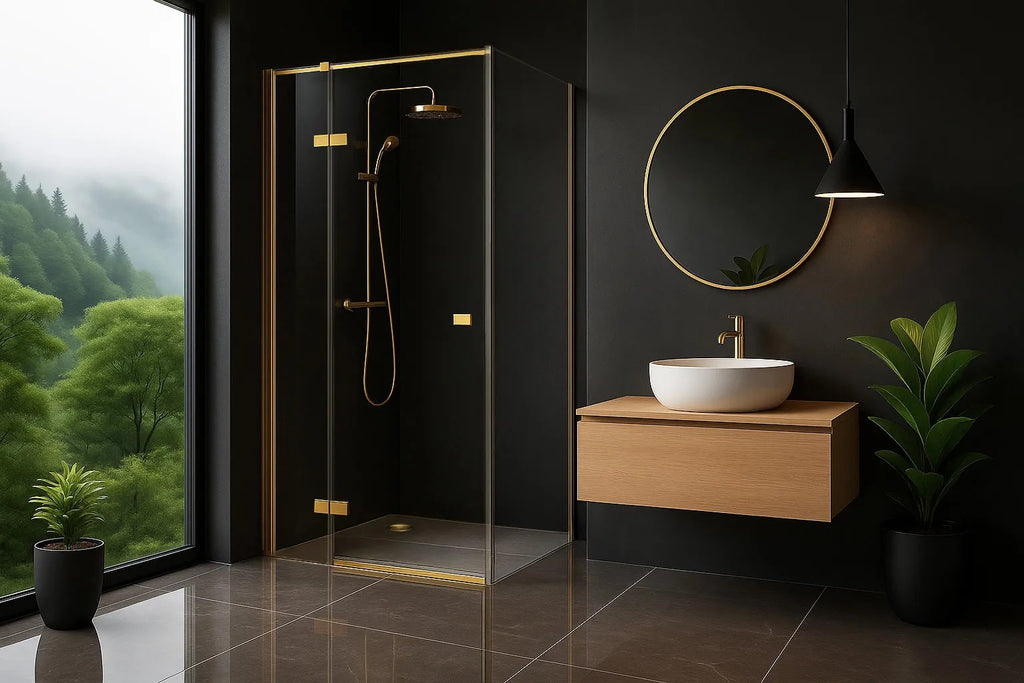 Sprchovací kút Rea Atlas 90x80 Brush Gold Ľavá 2