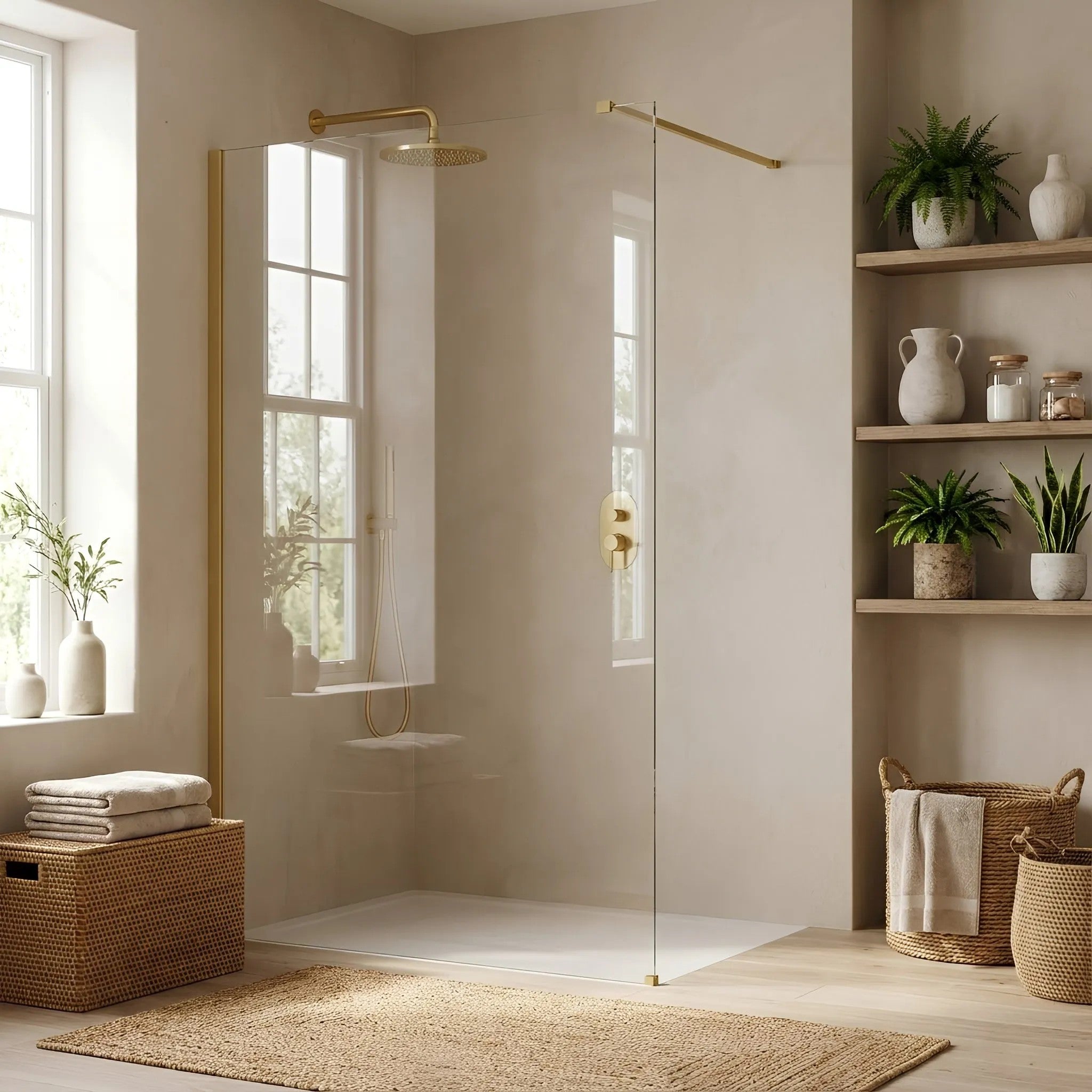 Sprchová zástena Rea Flexi Transparent / Brush Gold 70  2