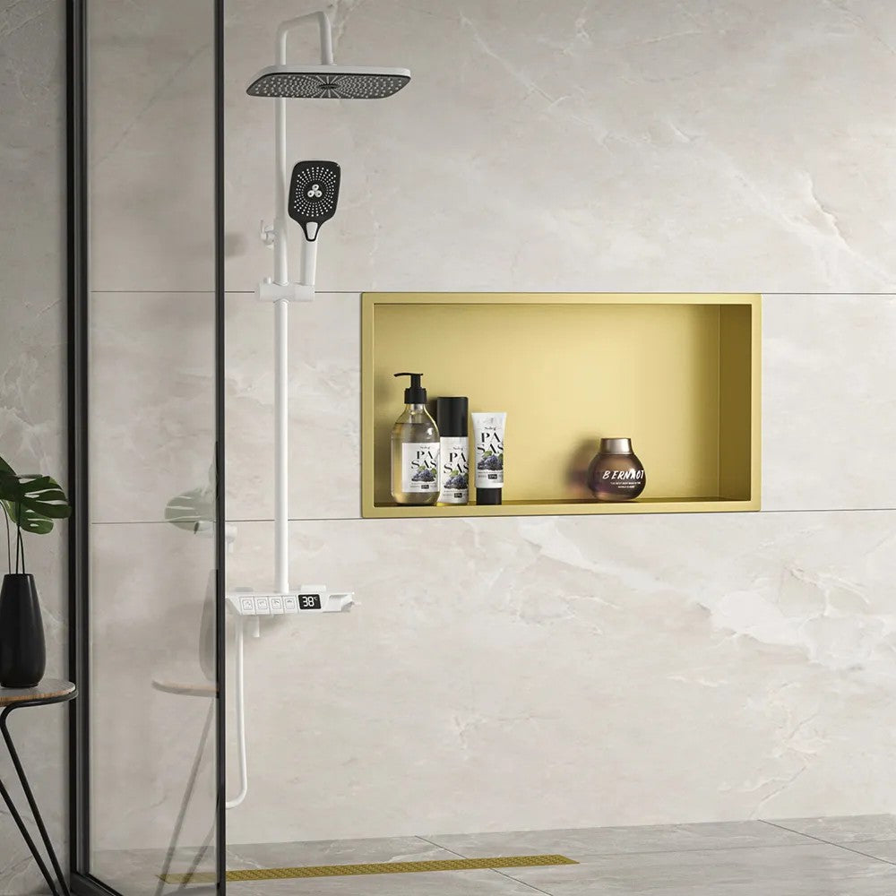 bathroom shelf 30x60 gold brush  2