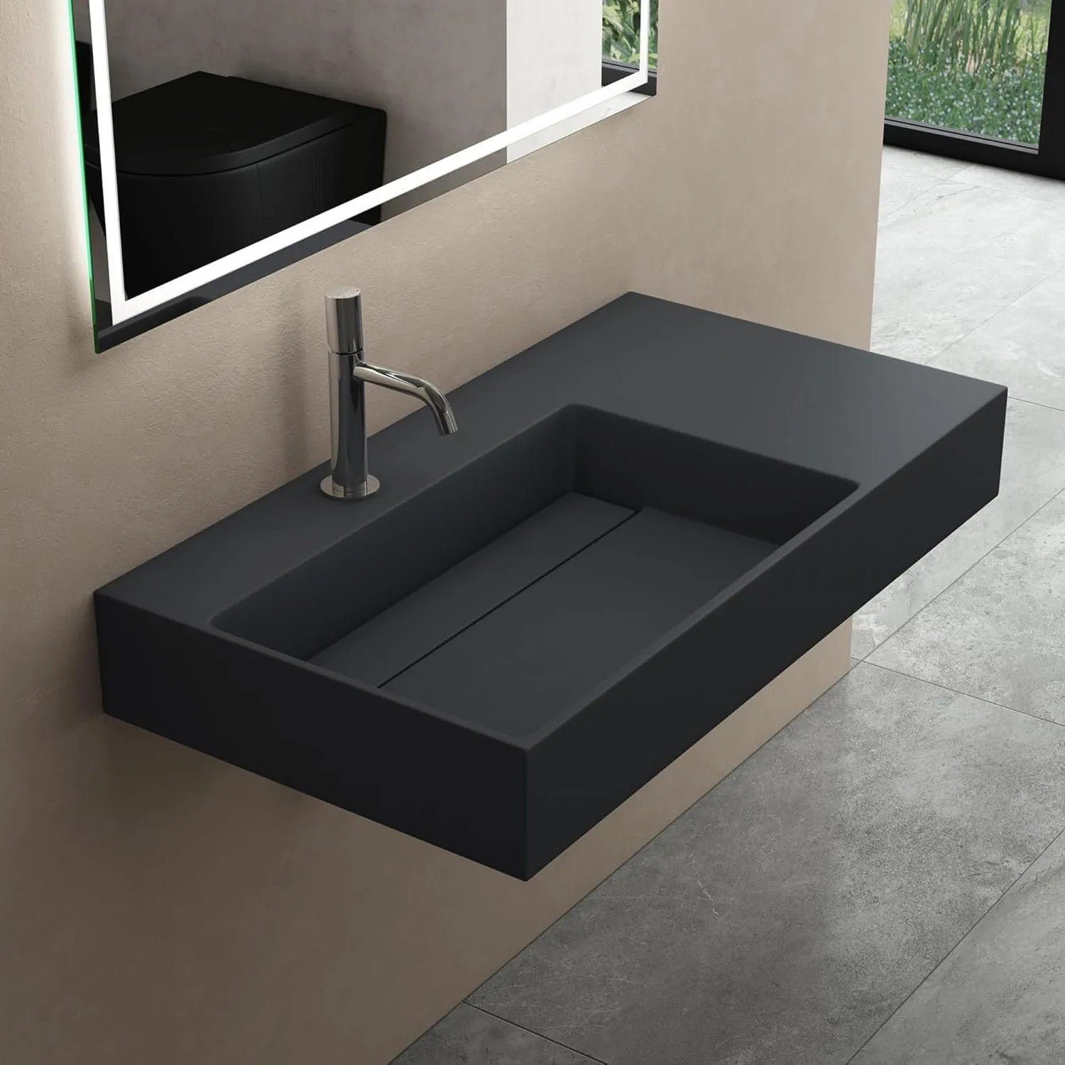 Umývadlo REA Archi 75 CM Grey MATT na dosku - konglomerát  2