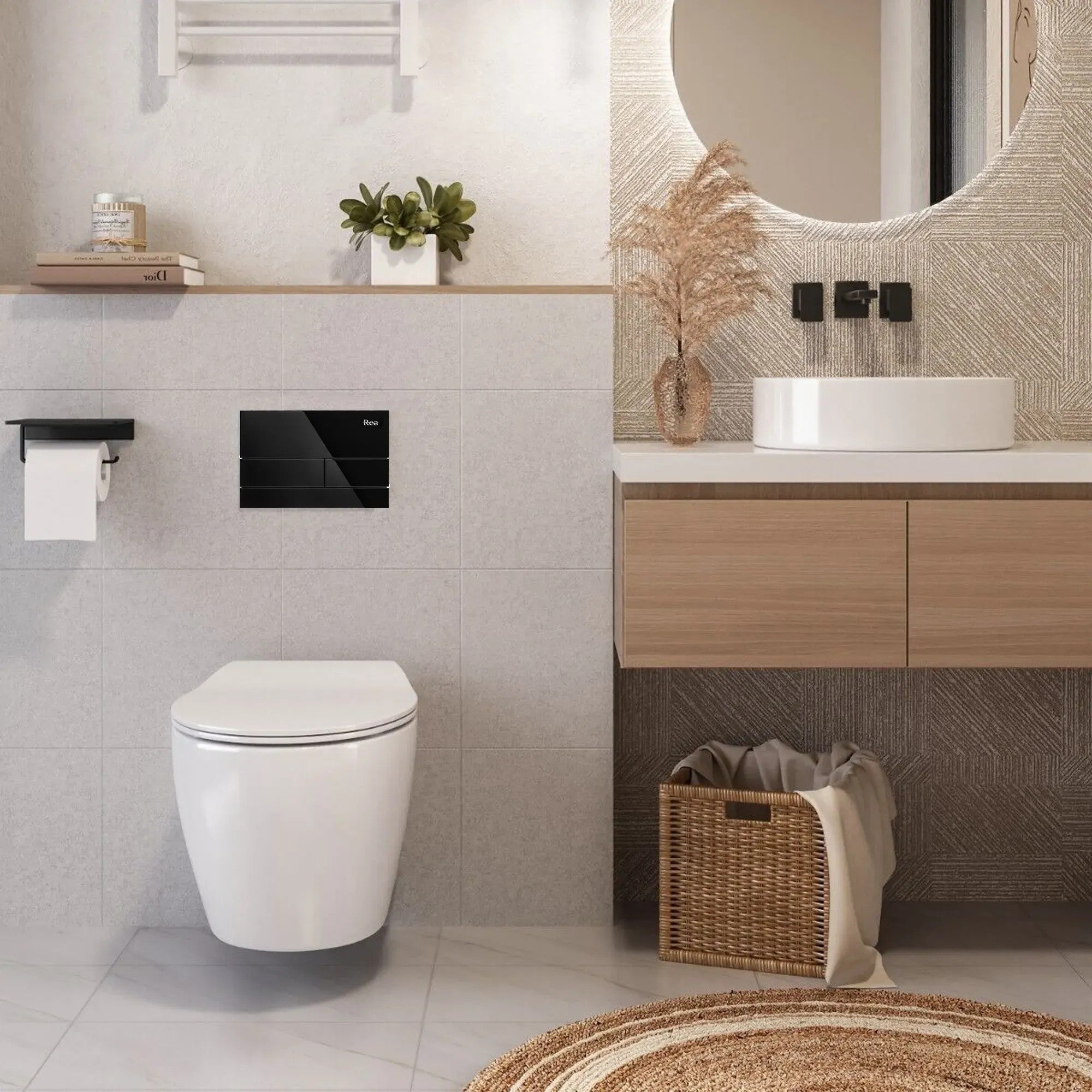 Podomietkový WC systém K011A-Q + tlačidlá T Black Glass  2