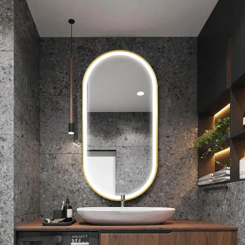 Zrkadlo LED OVL 50x100cm Brush Gold  2
