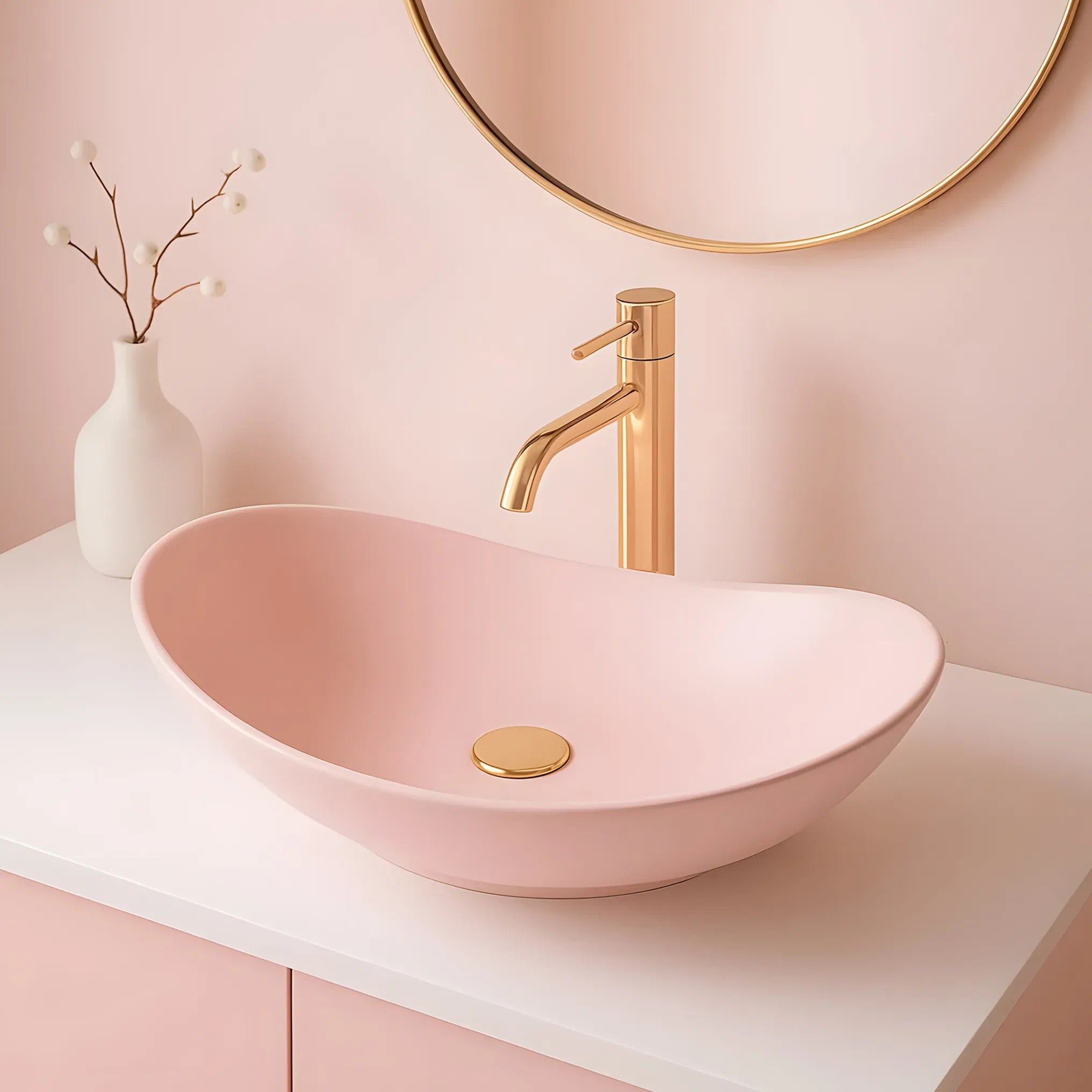 Umývadlo na dosku REA ROYAL Powder Pink Matt  2
