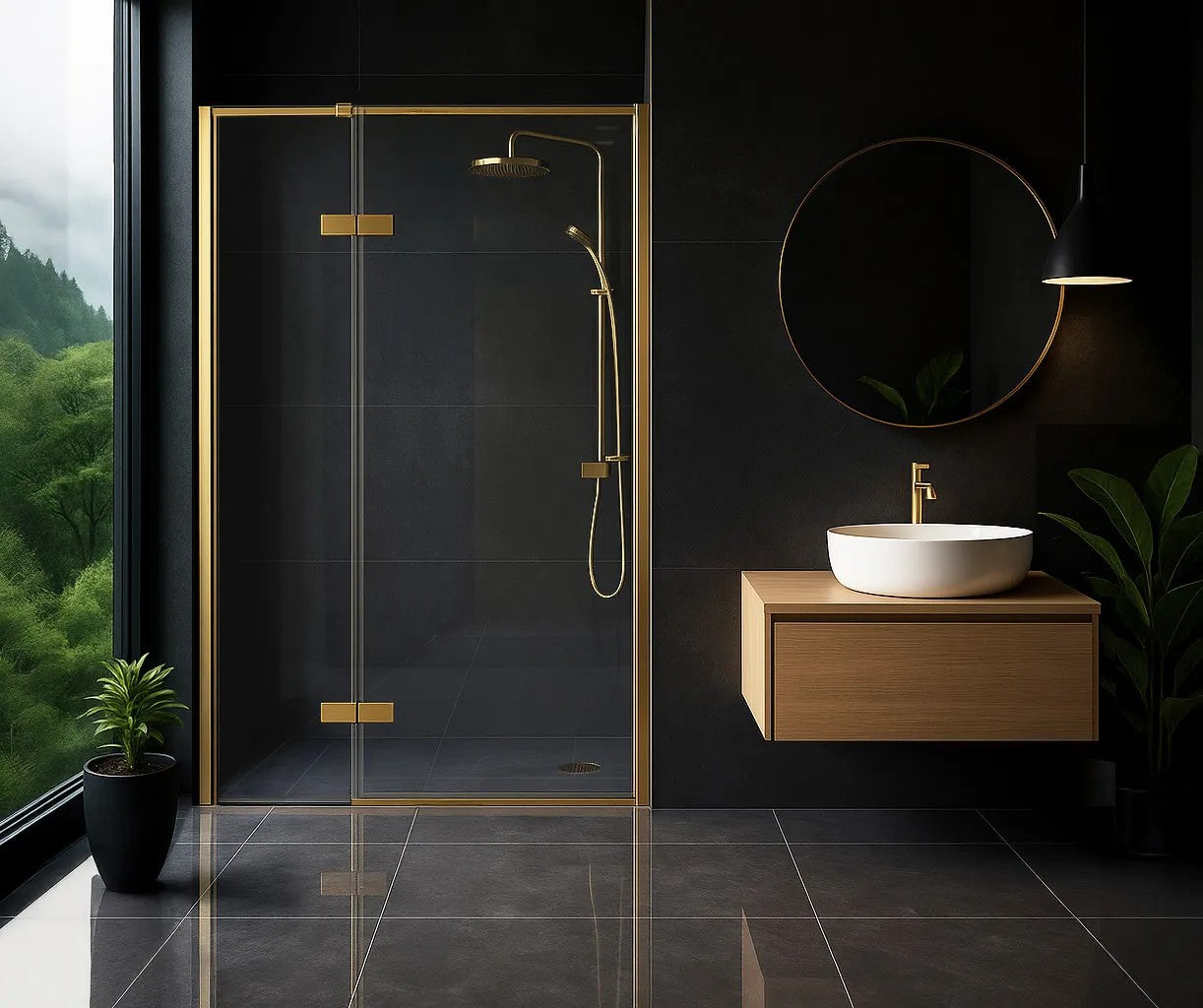 Sprchové dvere Rea Atlas 90 Brush Gold Ľavá 2