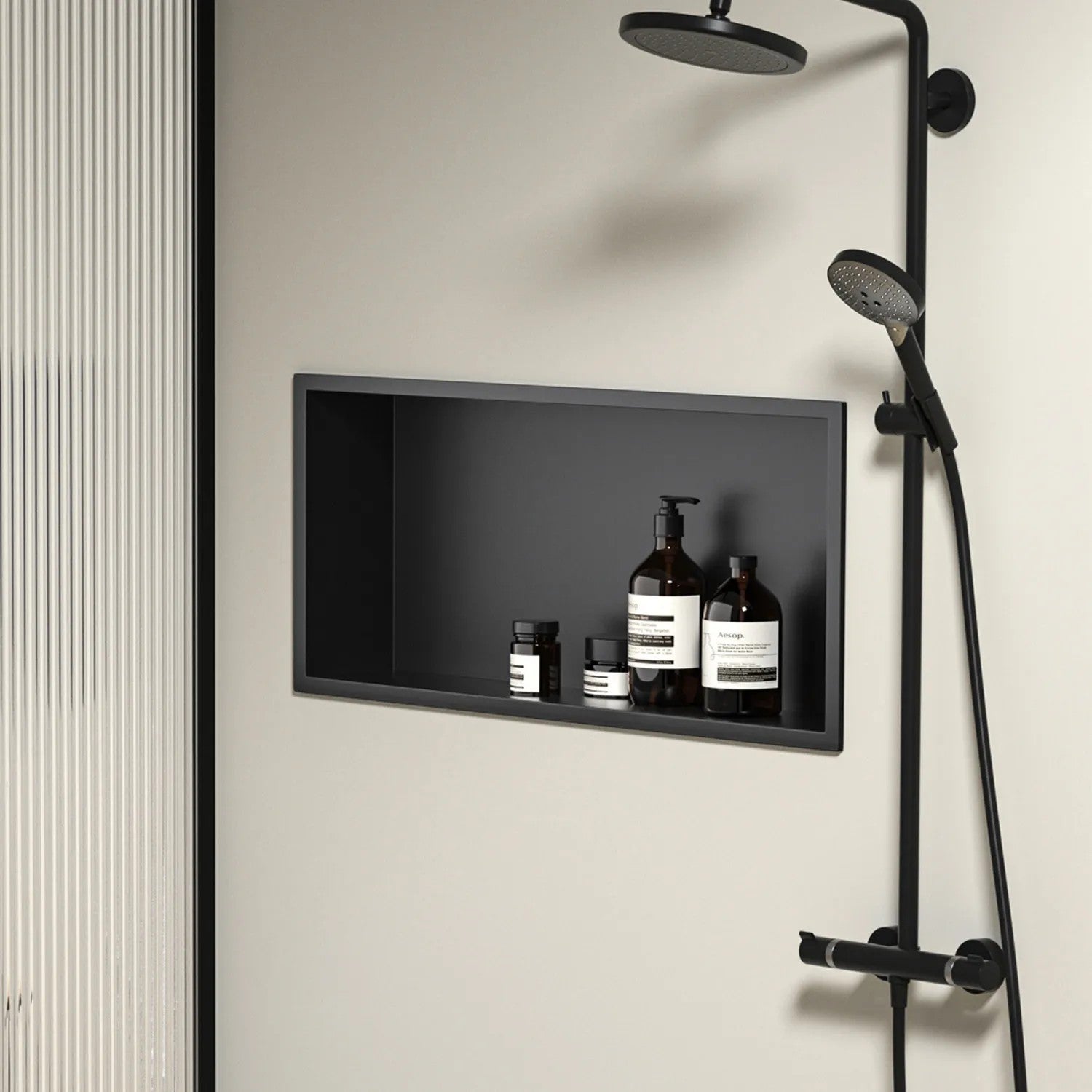 bathroom shelf 30x60 black matt  2
