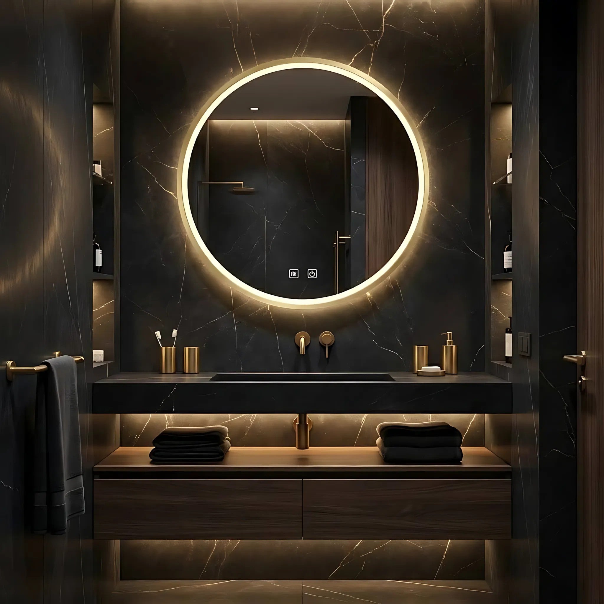 Zrkadlo LED 70cm MMJ BRUSH GOLD  2