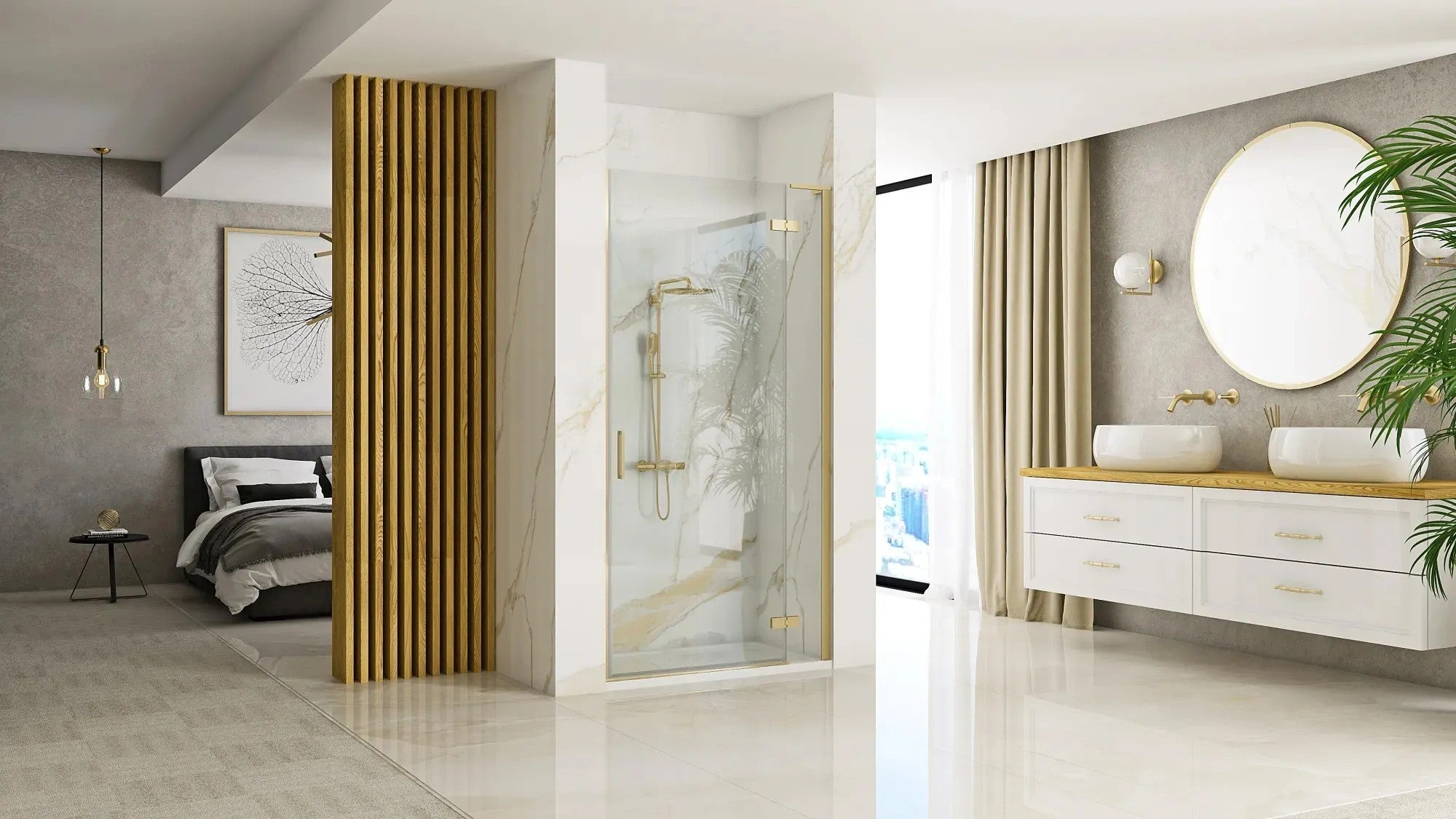 Sprchové dvere Rea Hugo 80 Gold Brush + profil  2
