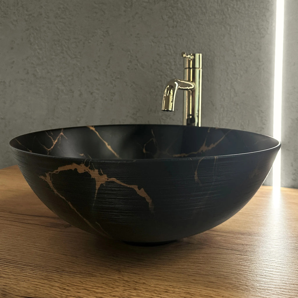 Umývadlo na dosku REA Stella Black Marble Brush  2