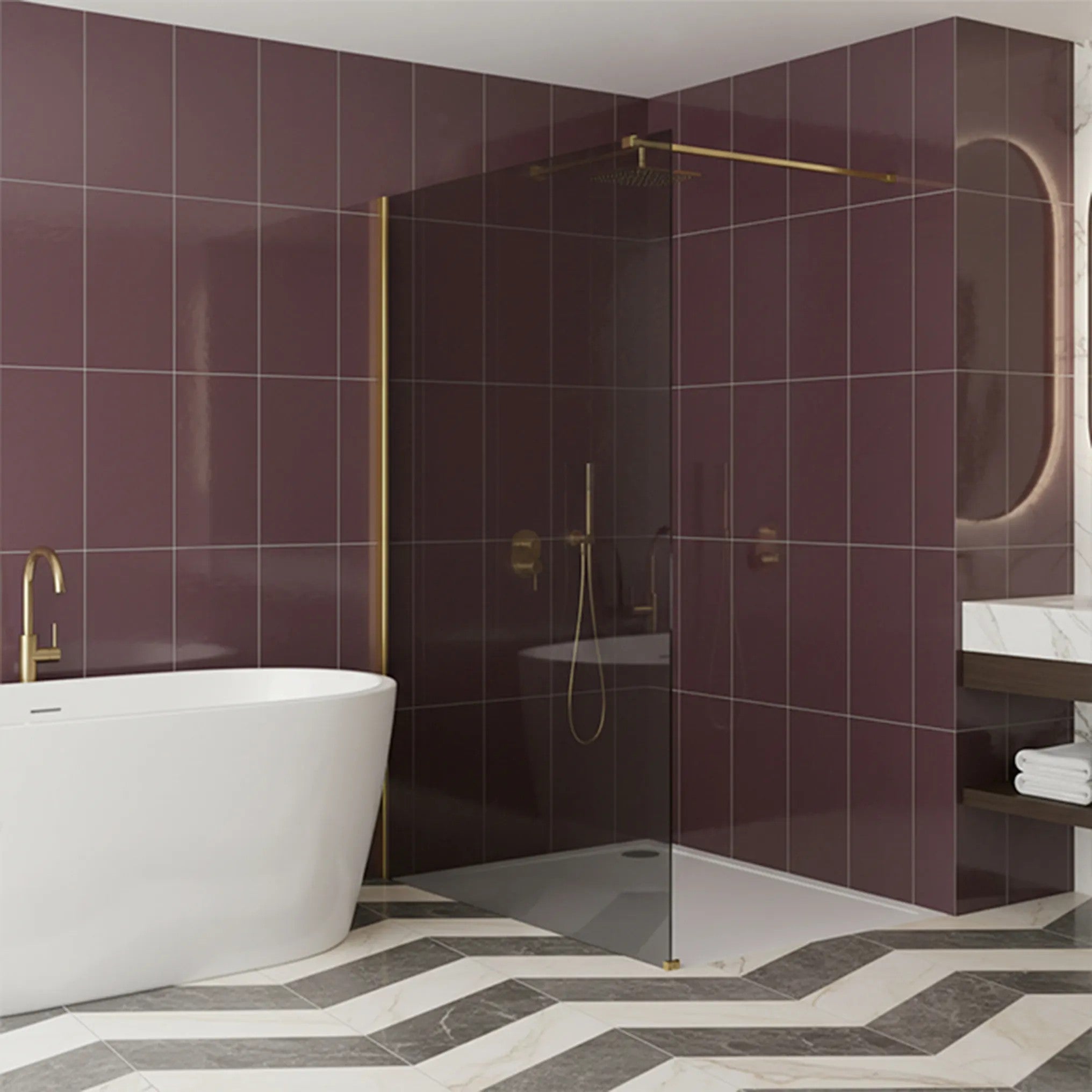 Sprchová zástena Rea Flexi Grey / Gold 110  2