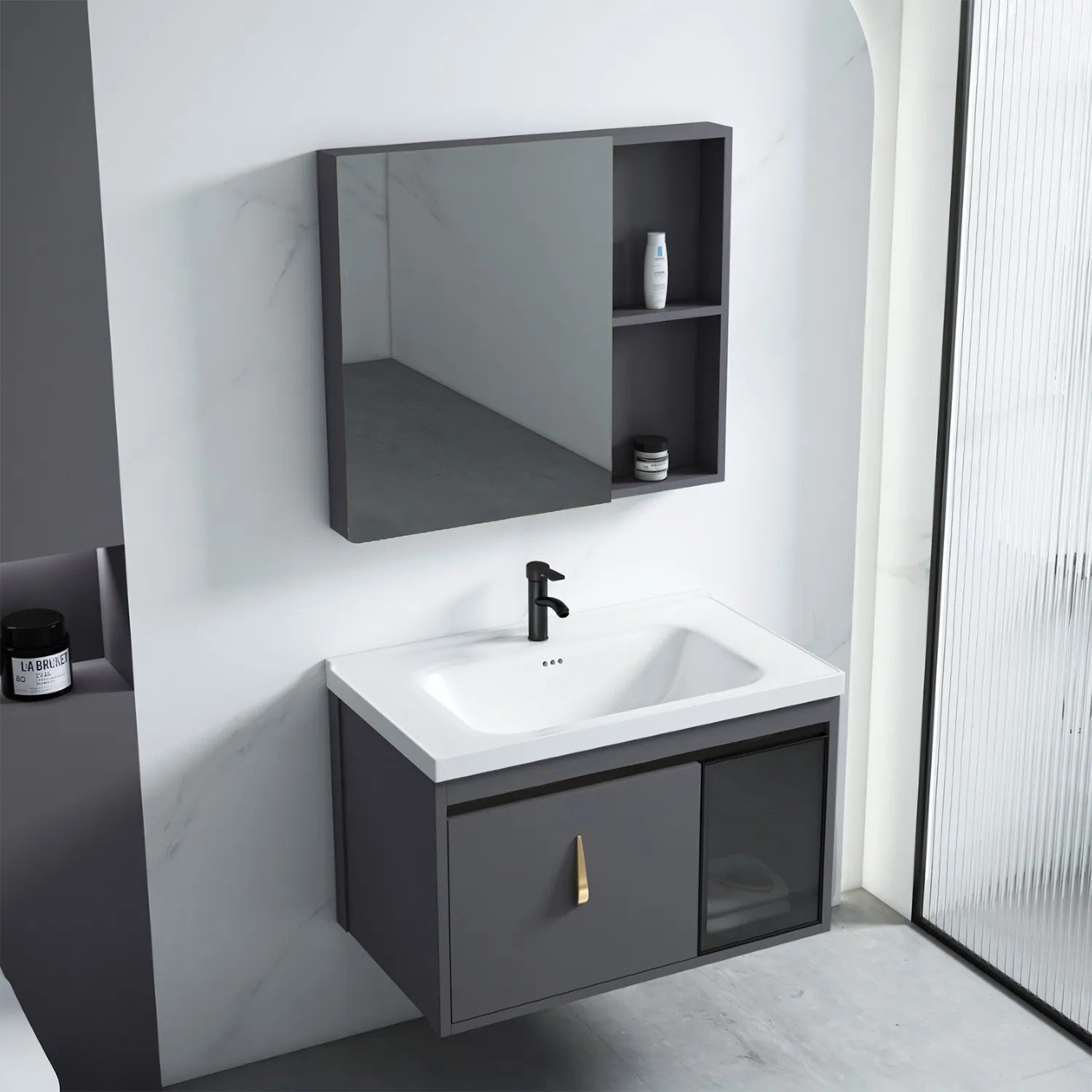 Súprava kúpeľňového nábytku s umývadlom Paris 60cm Grey  2