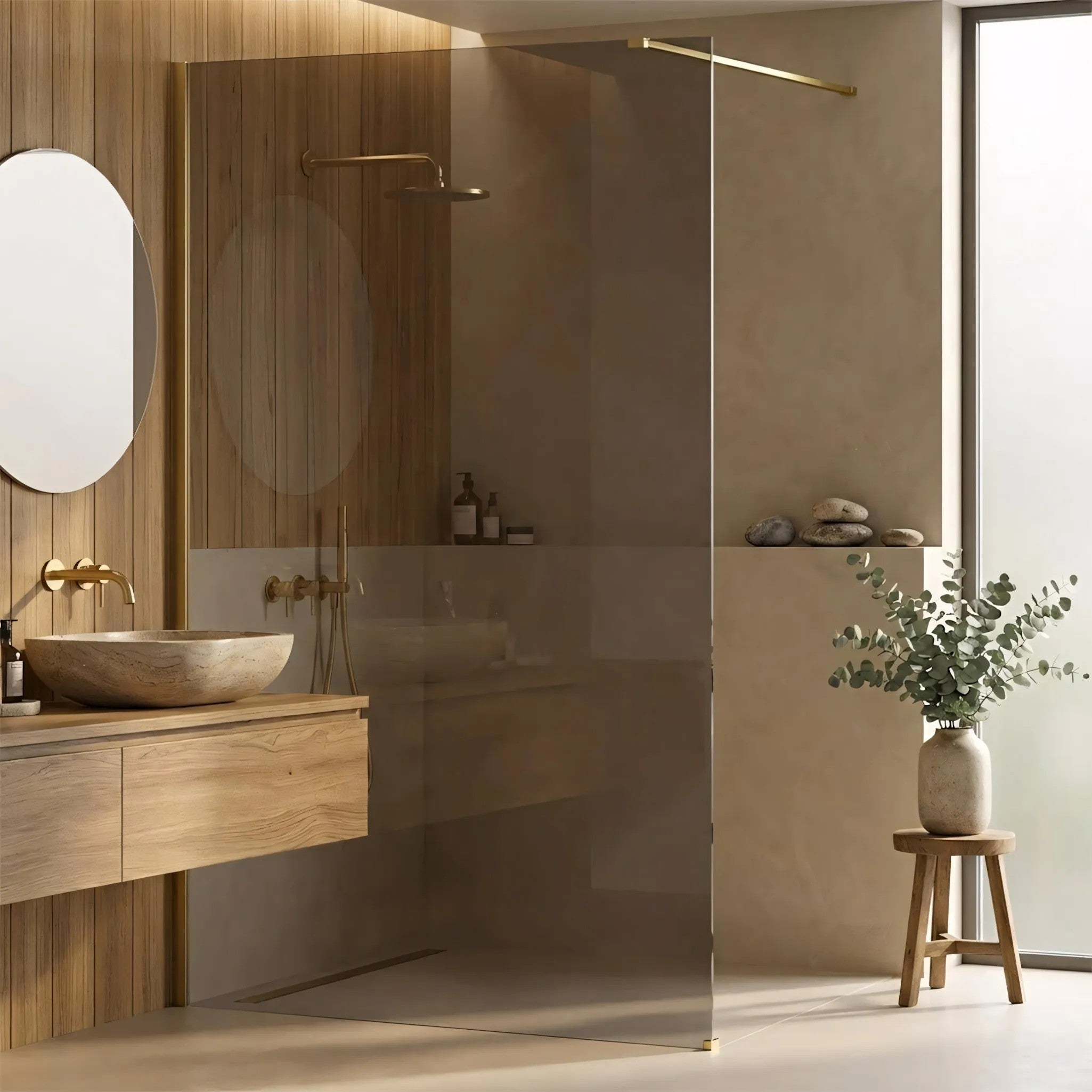 Sprchová zástena Rea Flexi Brown/ Brush Gold 130  2