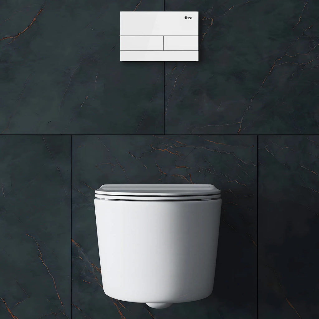 Podomietkový WC systém K011A-Q + tlačidlá T White Glass  2