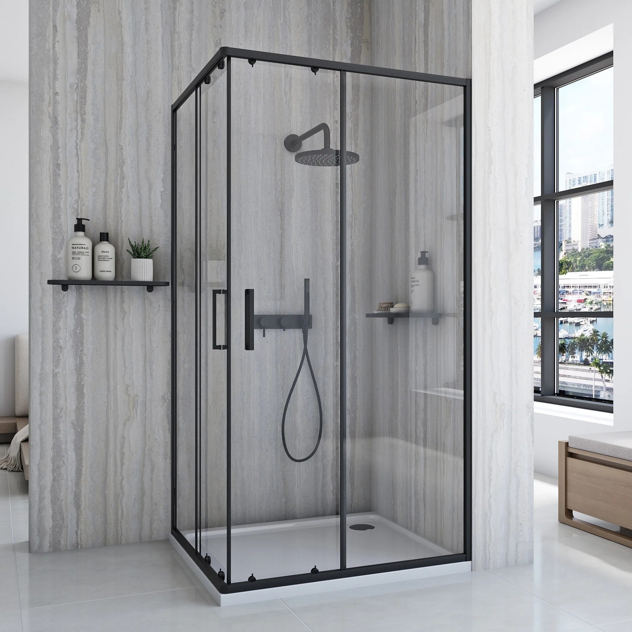 Sprchovací kút REA City 80x100 Black S detským bazénom Savoy black 2