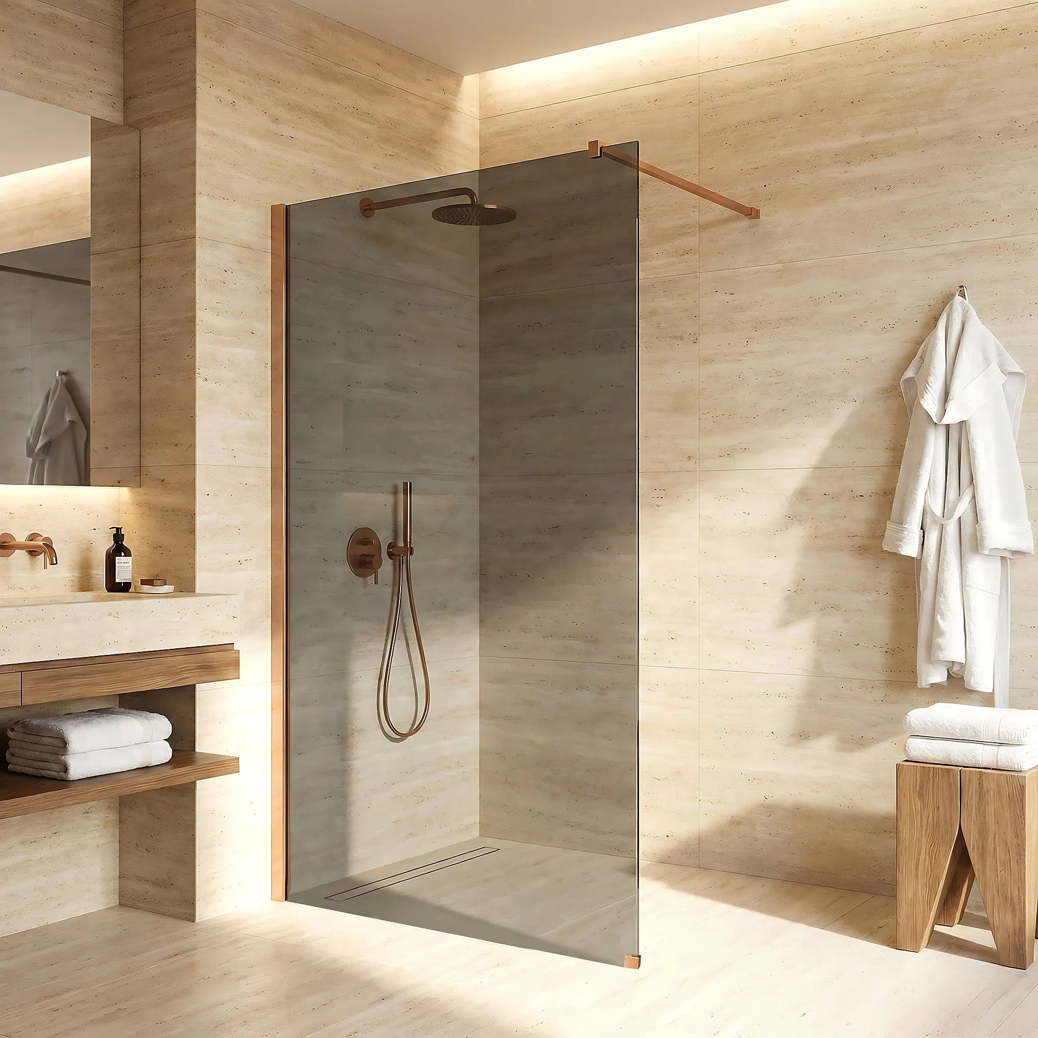 Sprchová zástena Rea Flexi Grey / Brush Copper 80  2