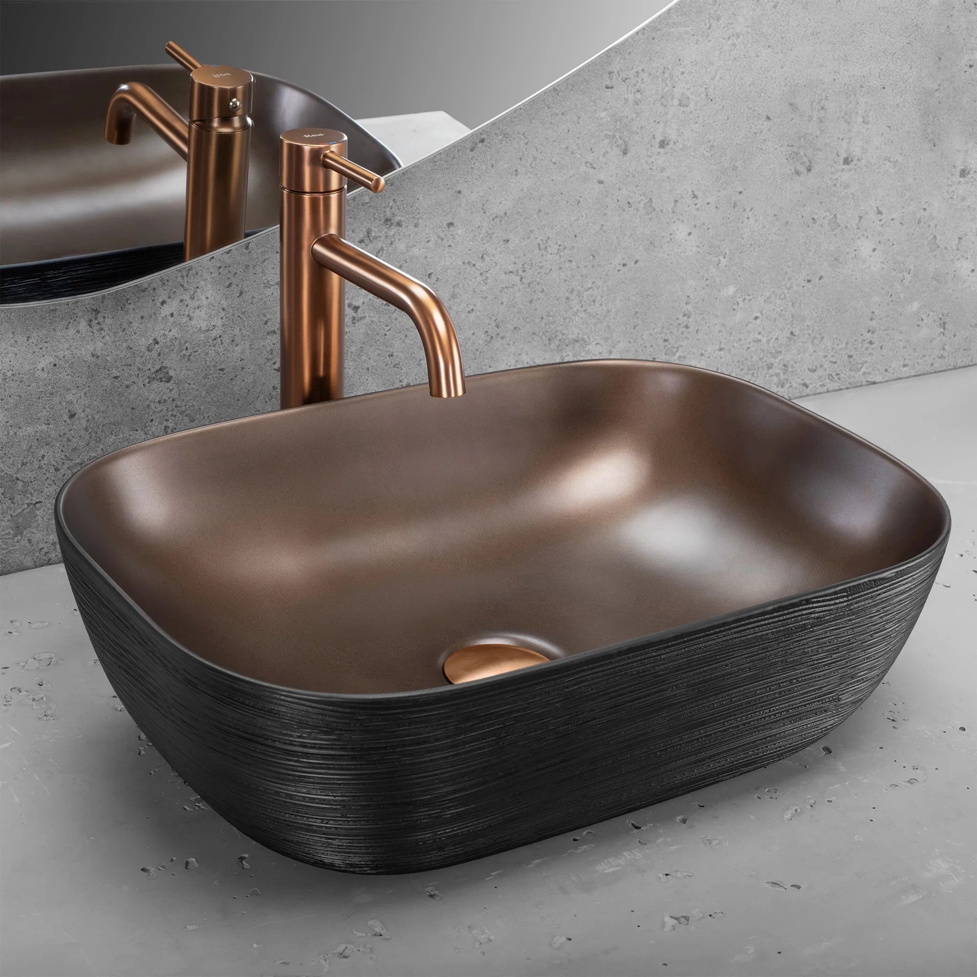 Umývadlo na dosku Rea Belinda COPPER BRUSH / Black  2