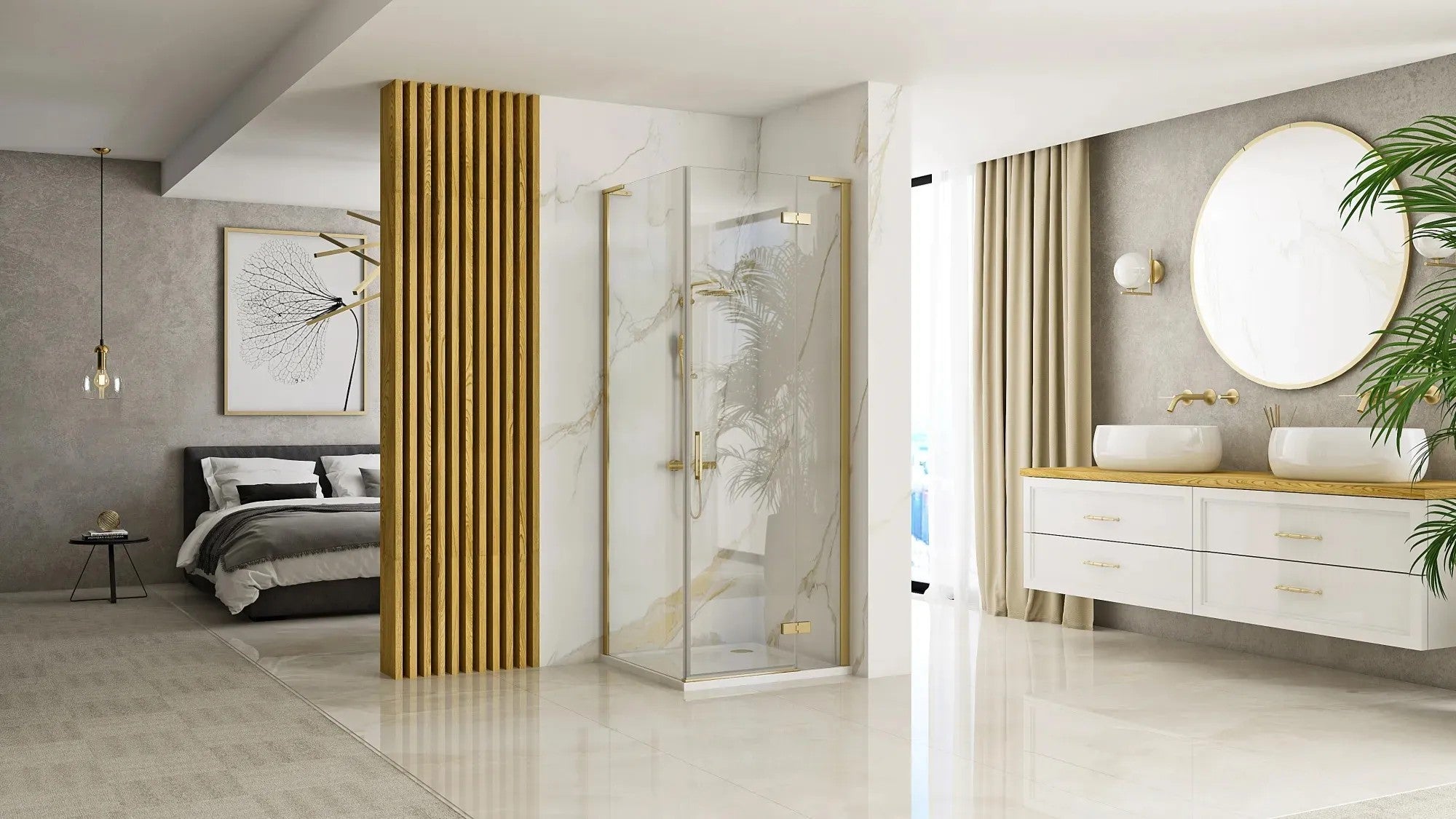 Sprchová kabína REA Hugo 80x90 Gold Brush  2