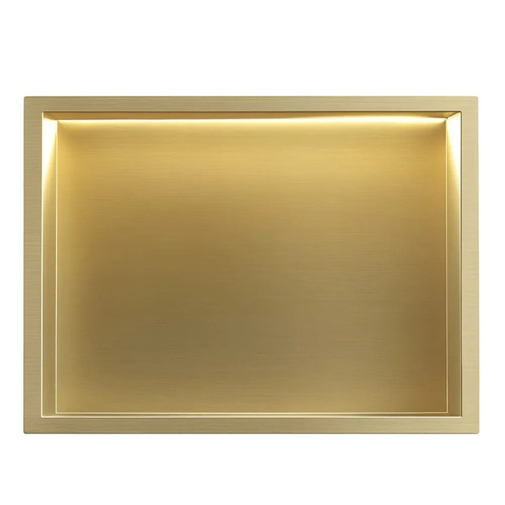 VSTAVANÁ KÚPEĽŇOVÁ POLICA LED 30x45 brush gold  3