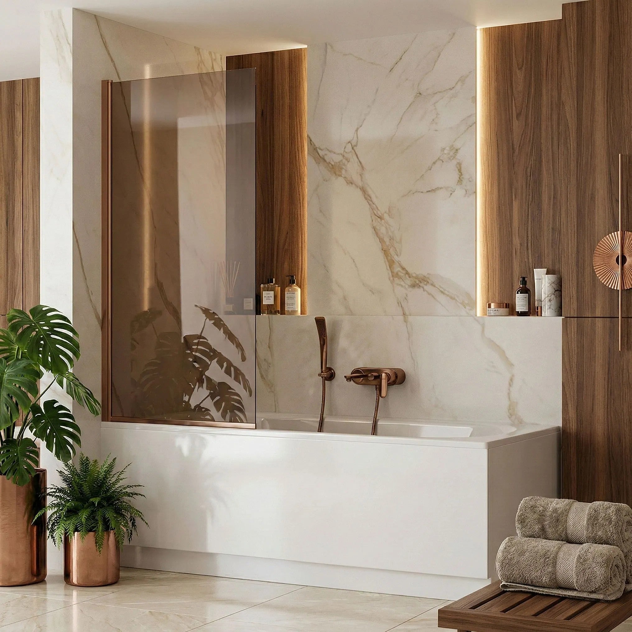 Paravan vaňový Rea Elegant Brush Copper 80  3