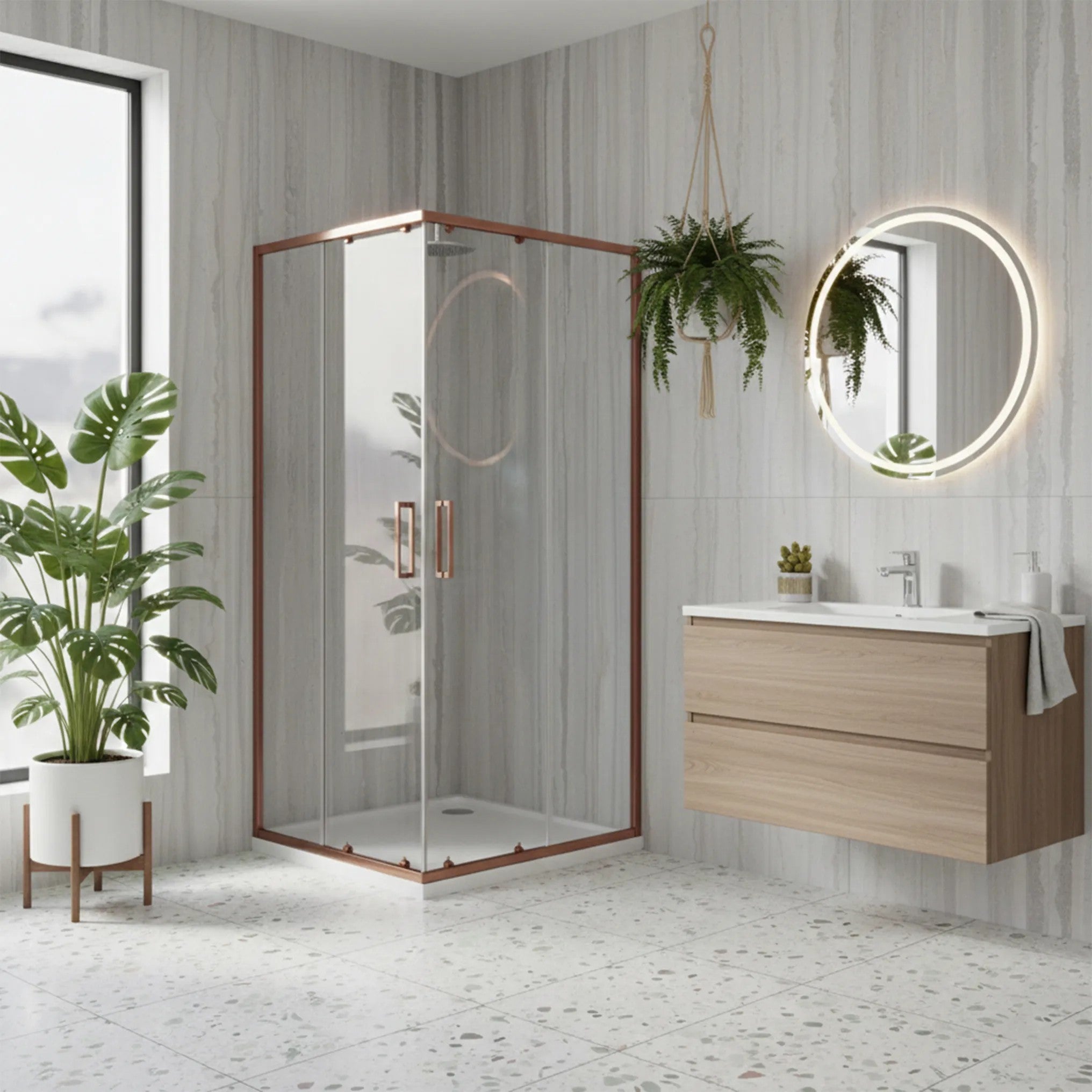 Sprchovací kút REA City 90x90 Brush Copper Bez sprchovej vaničky 3