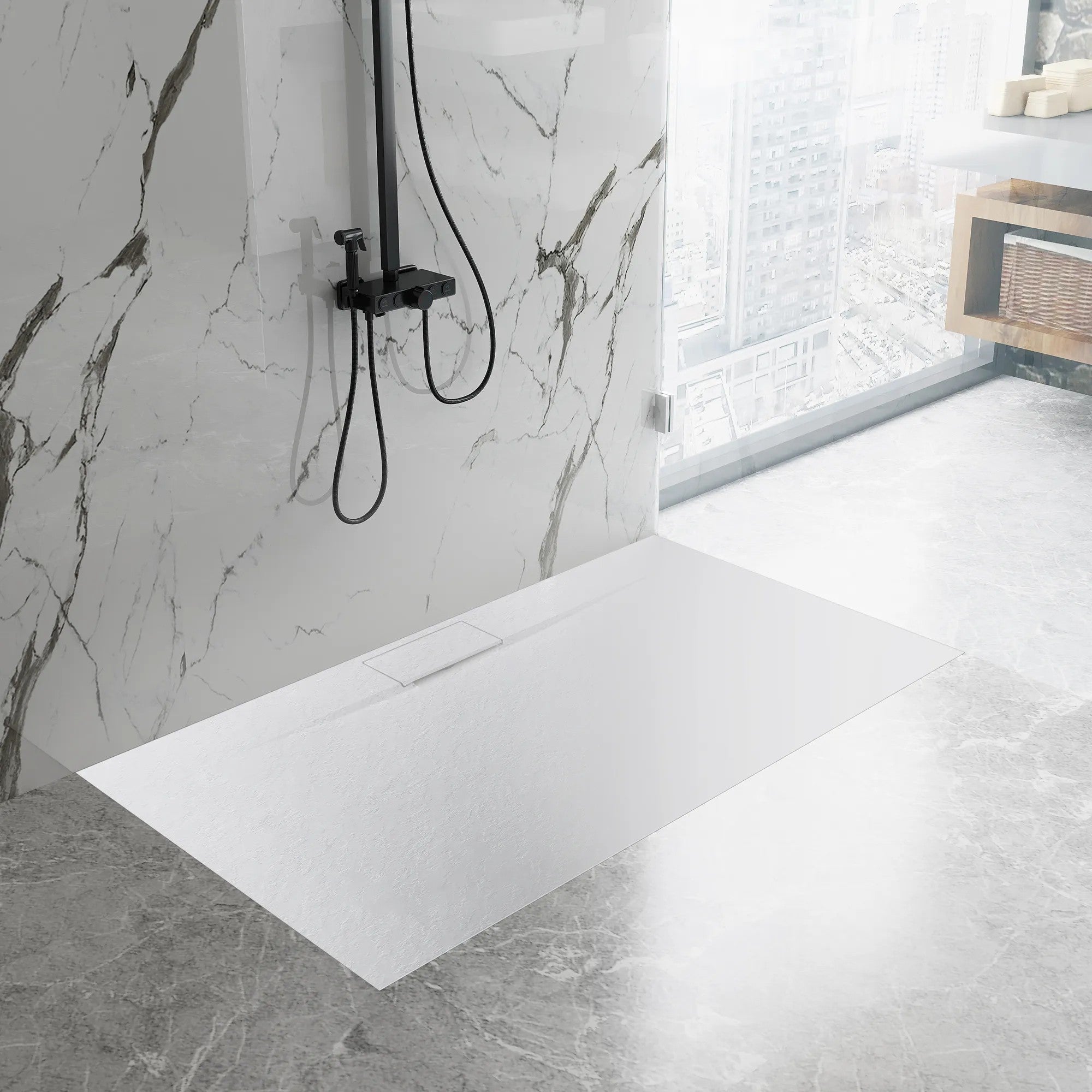 Sprchová vanička REA Bazalt Long White 90x120  3