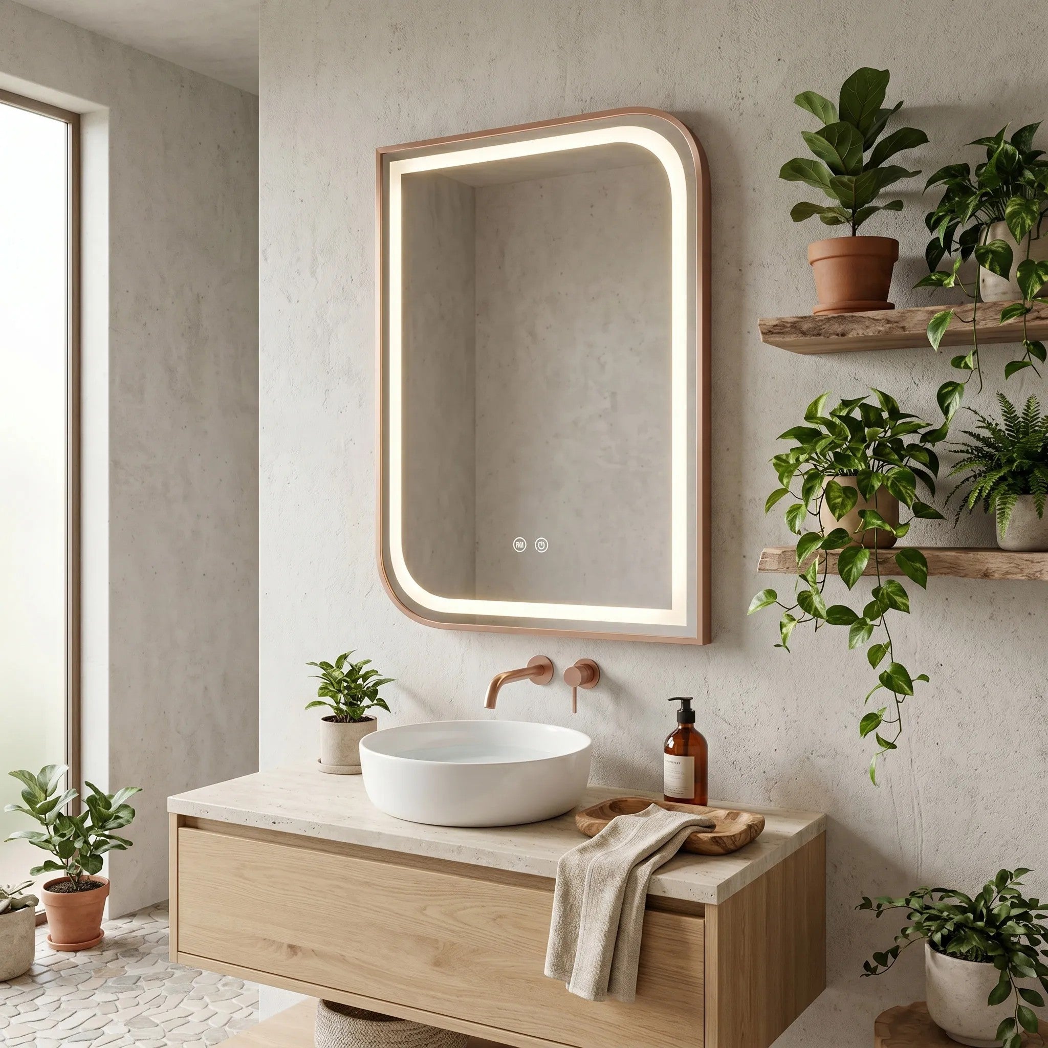 Zrkadlo LED ZONE 70x50  BRUSH  ROSE GOLD  3