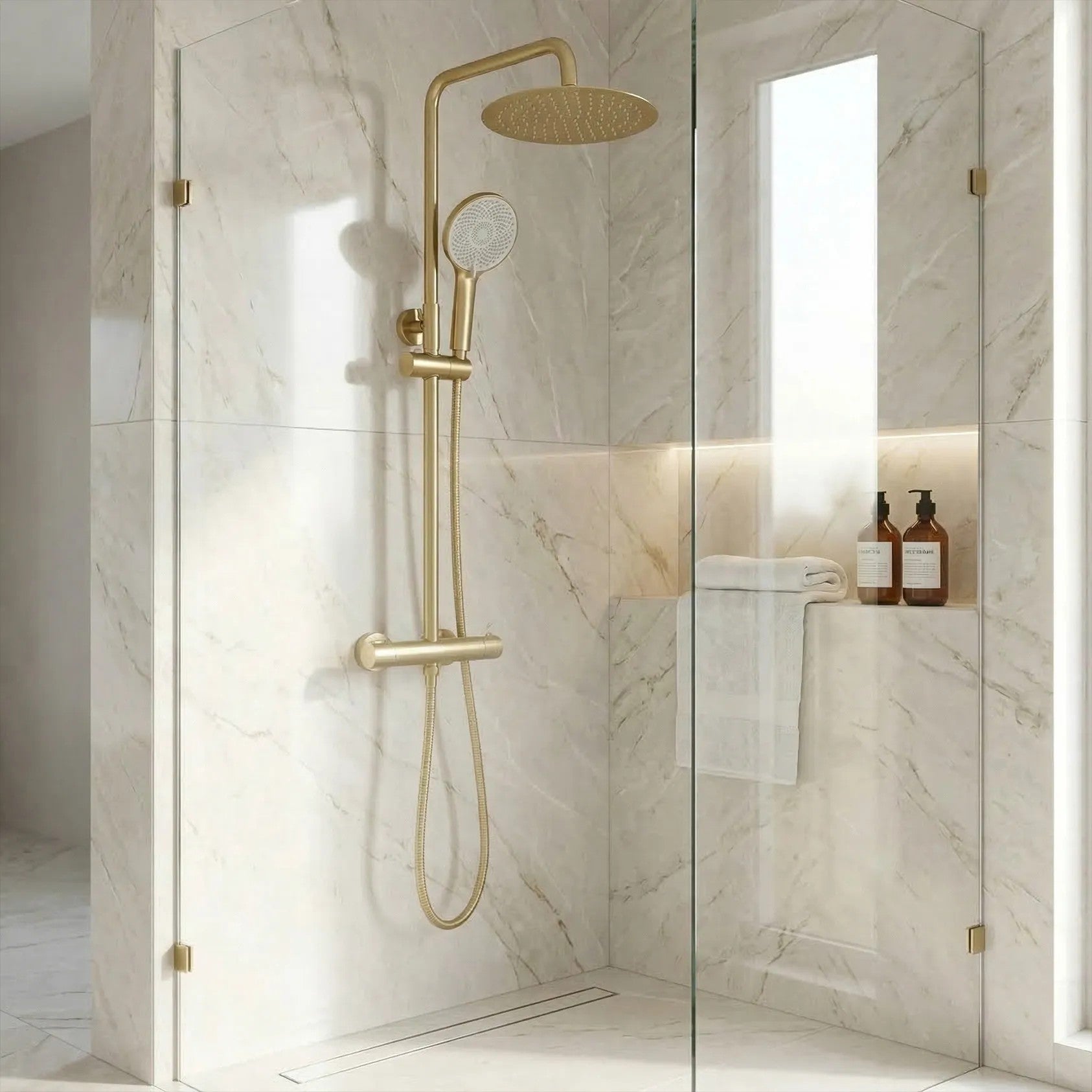 Sprchová súprava bez výtoku s termostatom Rea Lungo Gold Brush  3