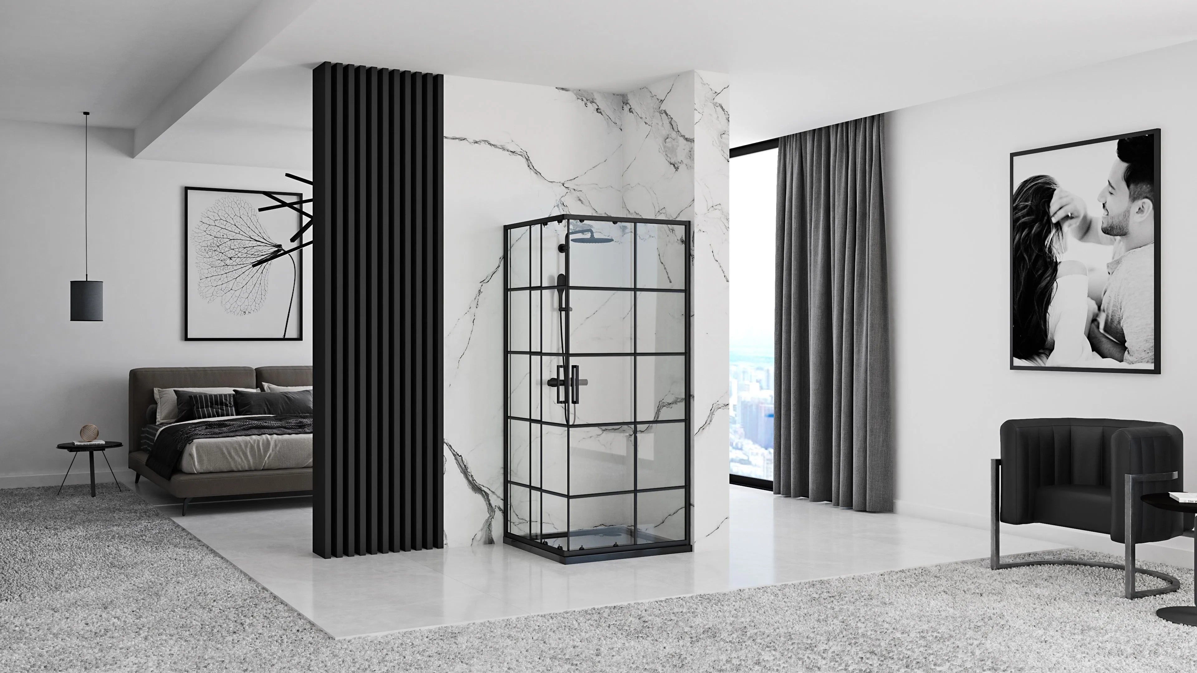 Sprchovací kút REA CONCEPT 80x80 - čierny S detským bazénom Savoy 3