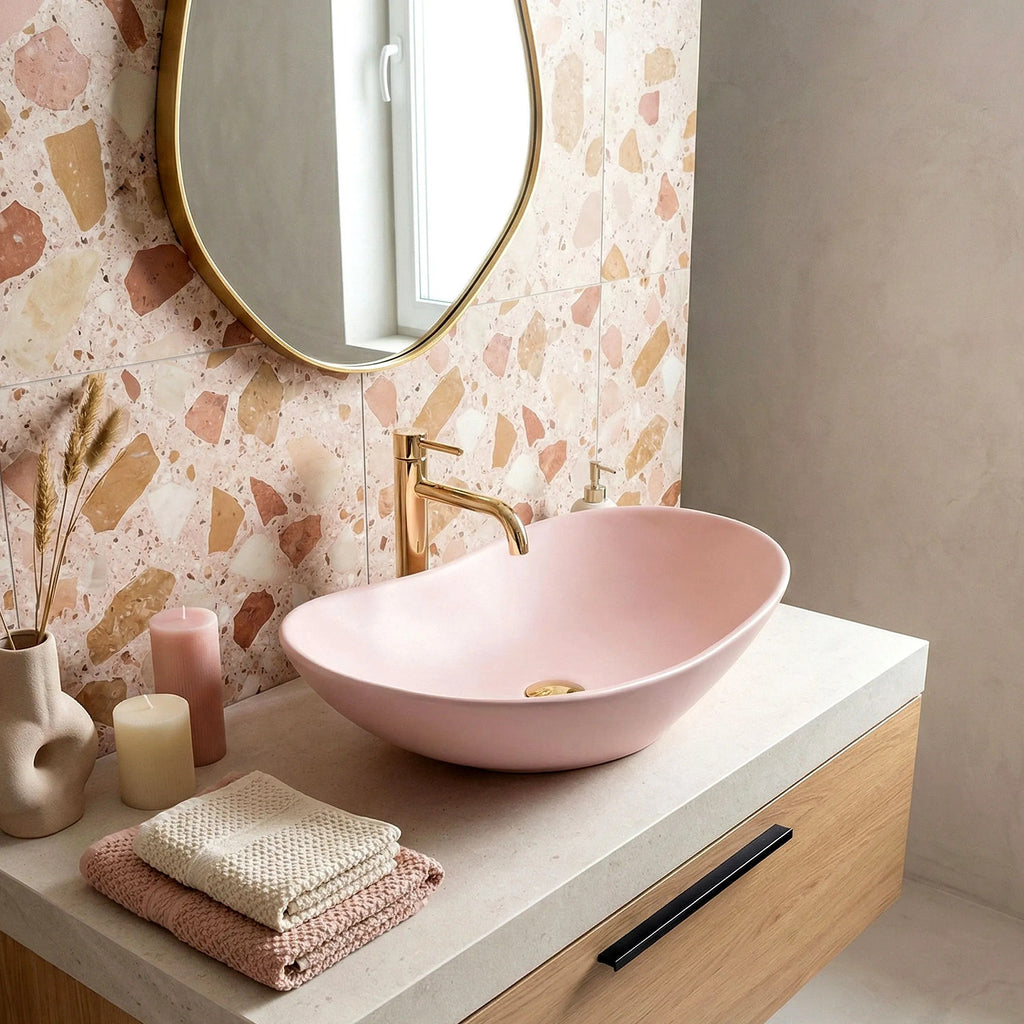 Umývadlo na dosku REA ROYAL Powder Pink Matt  3