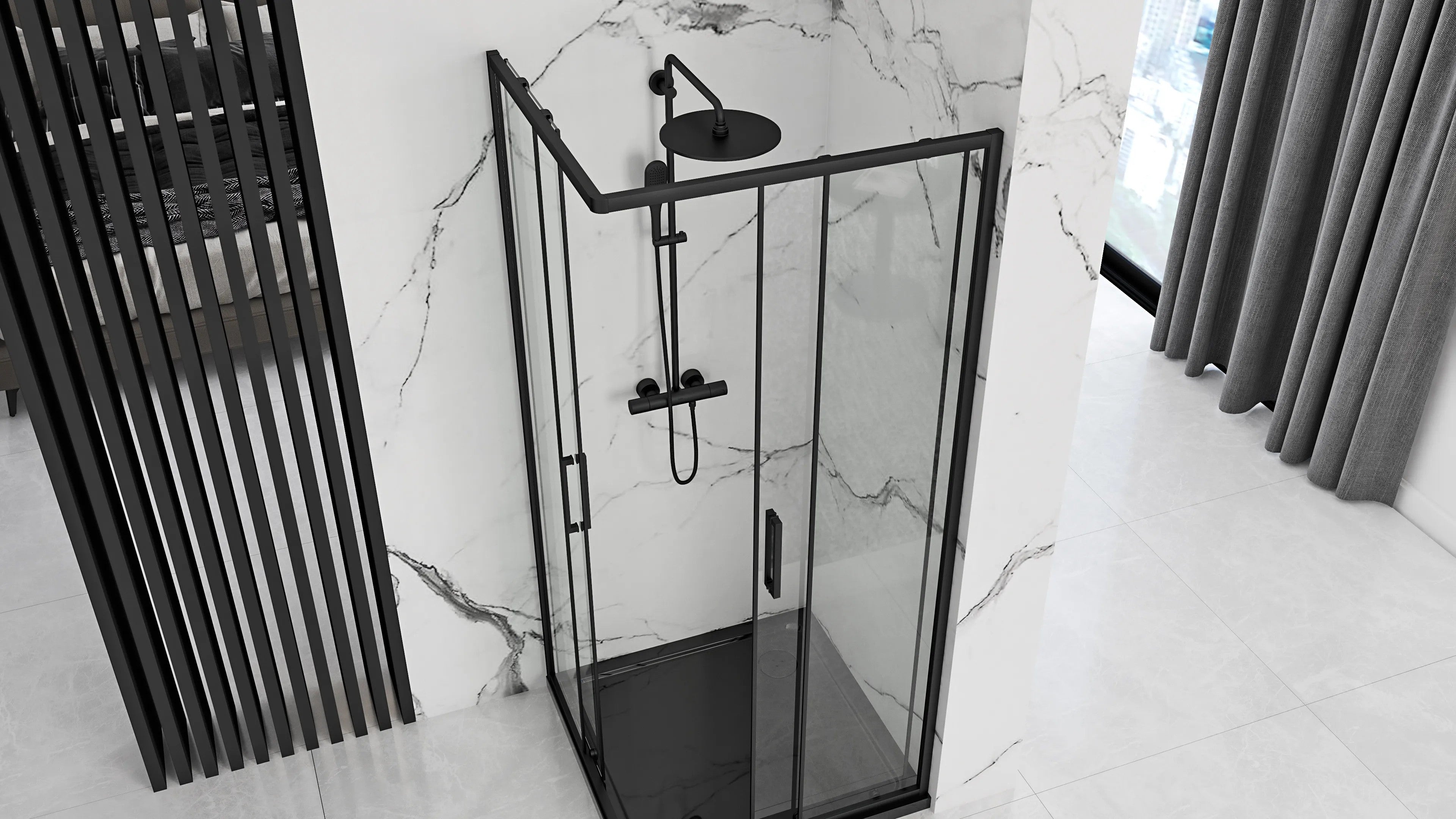 Sprchovací kút REA PUNTO 80x80 - čierny S detským bazénom Savoy black 3