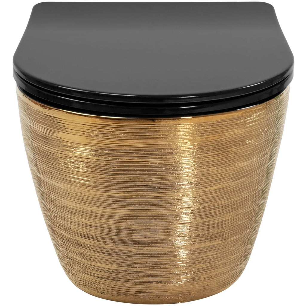 Závesná WC misa Rea Carlo Mini Tornado Black Brush Gold  3