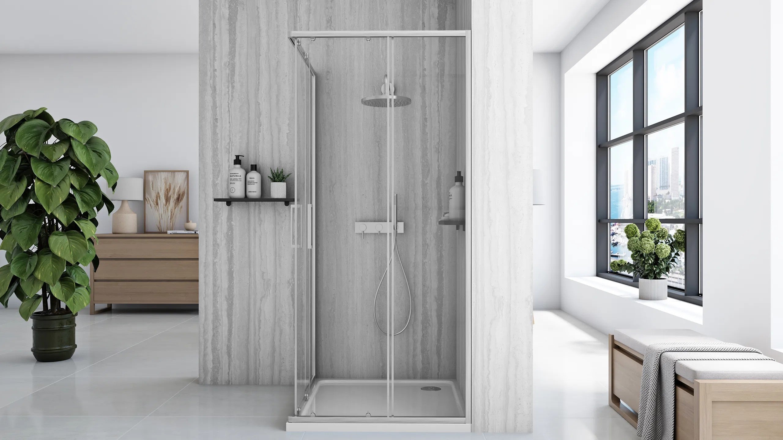 Sprchovací kút REA City 90x90 Nickel Brush Bez sprchovej vaničky 3