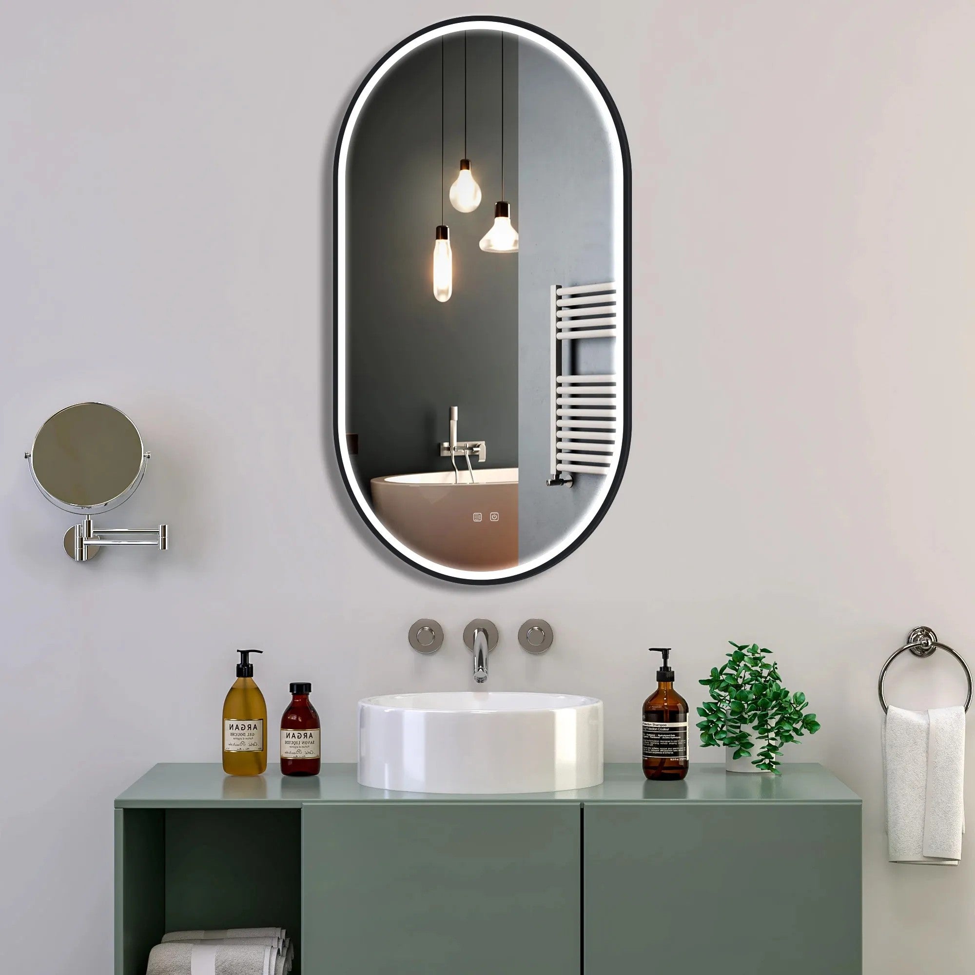 Zrkadlo LED OVL 50x100cm Black  3