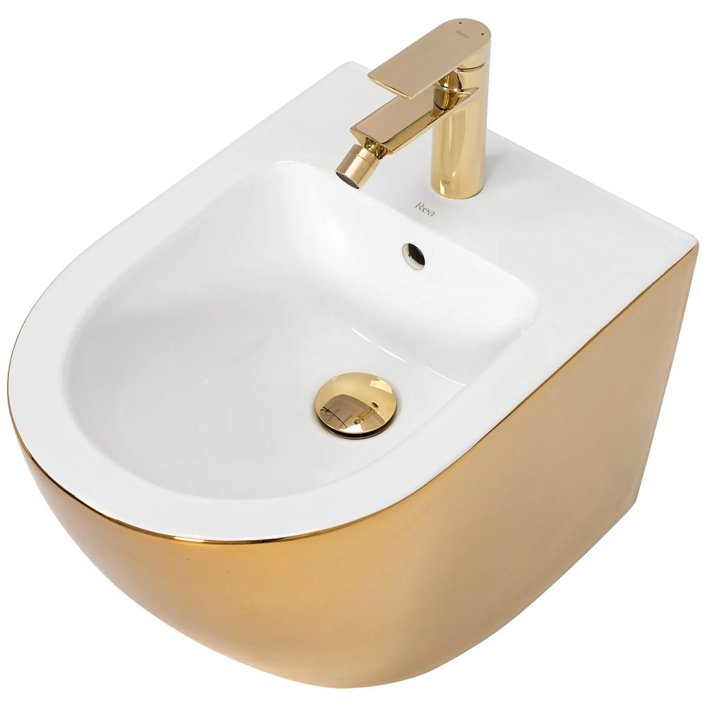Sada: WC Závesná misa CARLO Flat + Závesný Bidet CARLO MINI - Zlatá-biela  3
